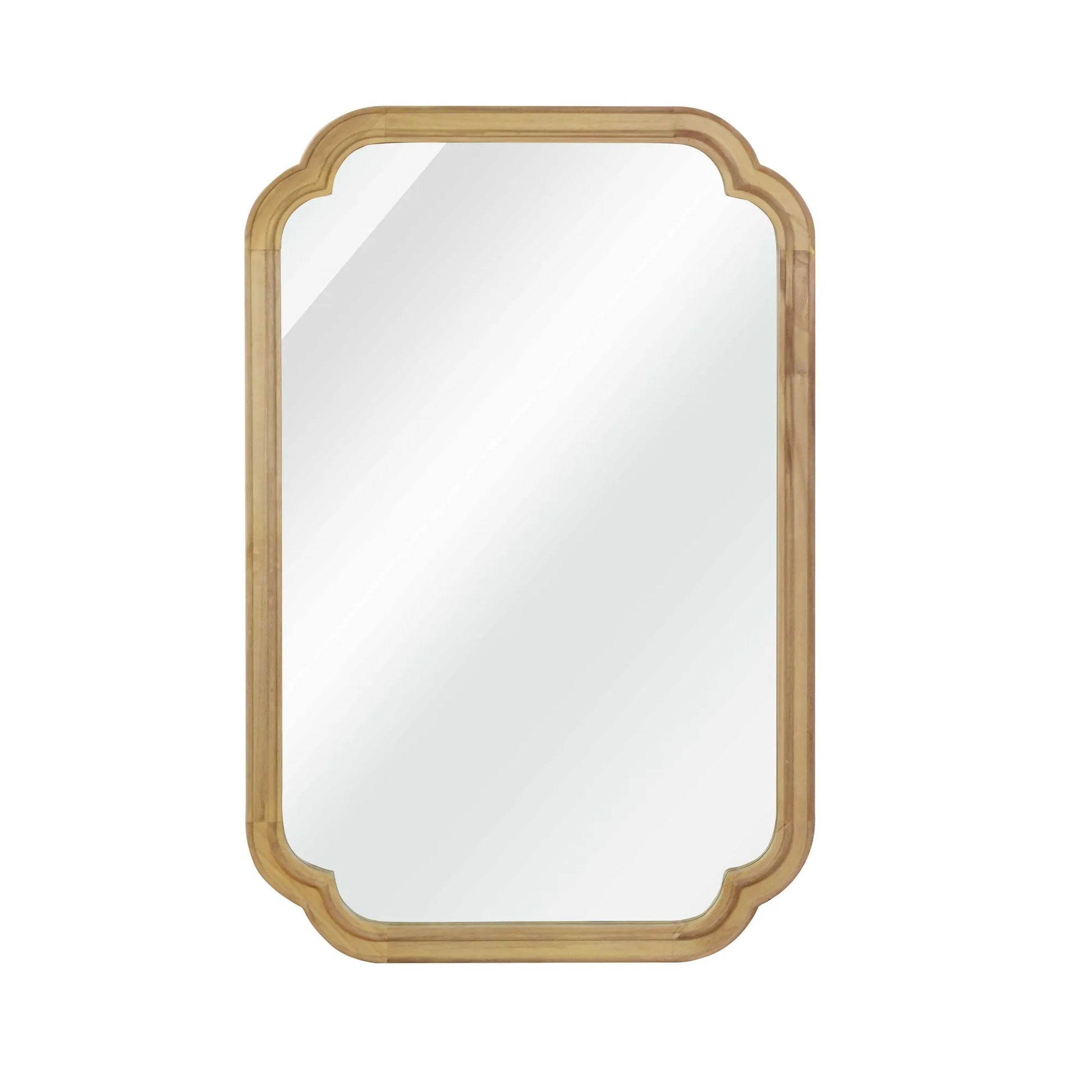 Natural Wood Color 20' x 30' Solid Wood Frame Rounded Corner Decorative Mirror, For Bedroom, Bathroom, Living Room, Entryway – view 7