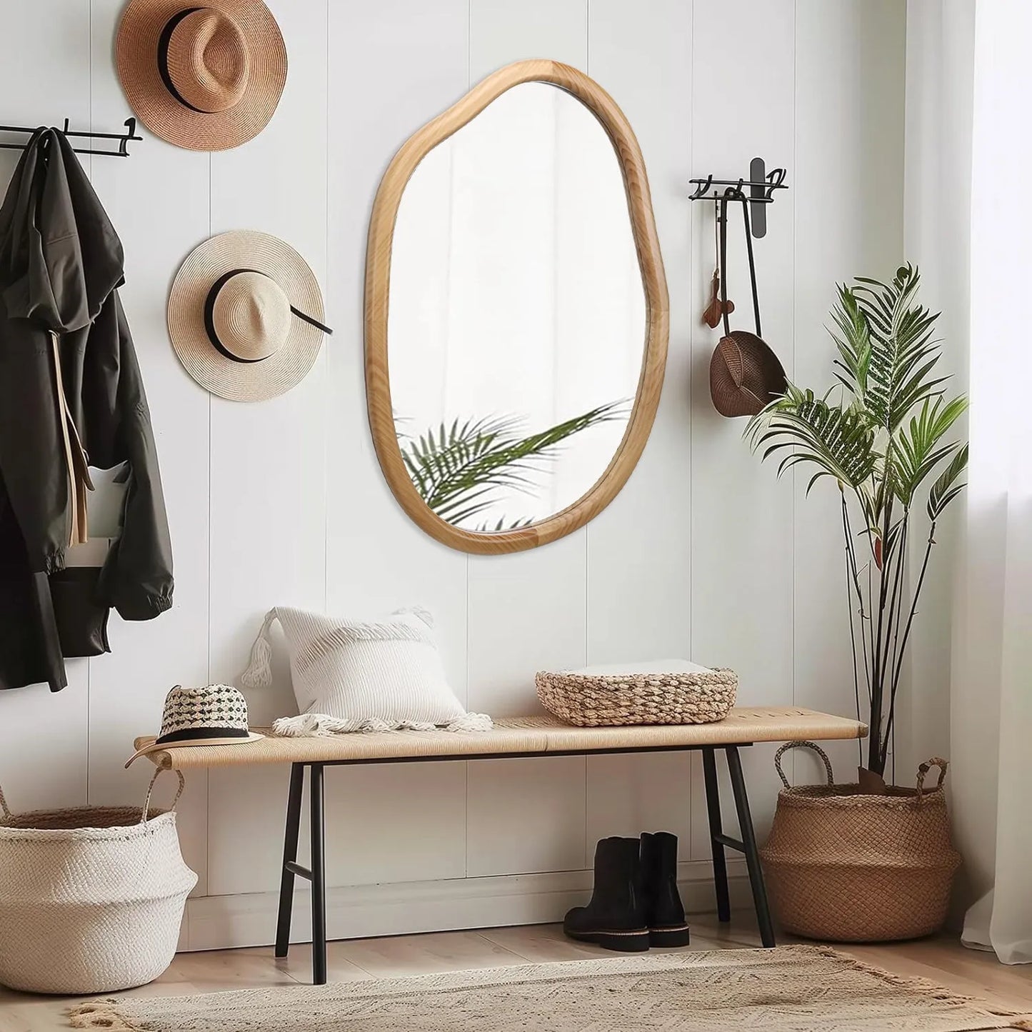 Irregular Wall Mirror Decorative, Asymmetrical Mirror for Wall Decor, Wavy Accent Mirrors for Living Room Bathroom Bedroom Entryway, Abstract – view 7