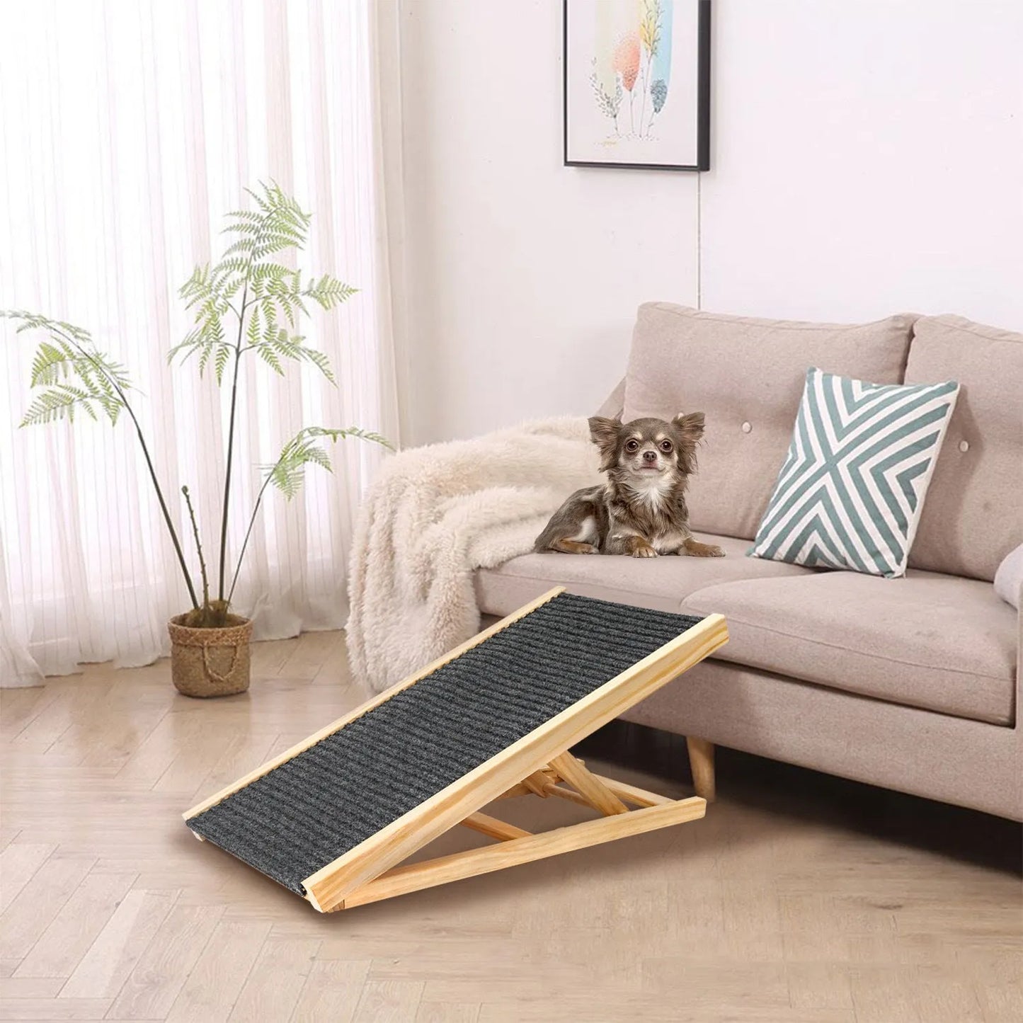 (UPGRADED) Dog Ramp for Bed, Extra Wide Excellent Traction, Pet Ramp for Small Dogs to Get on Couch Car, Non-Slip Rubber Surface, 16' Wide Hold up to – view 7