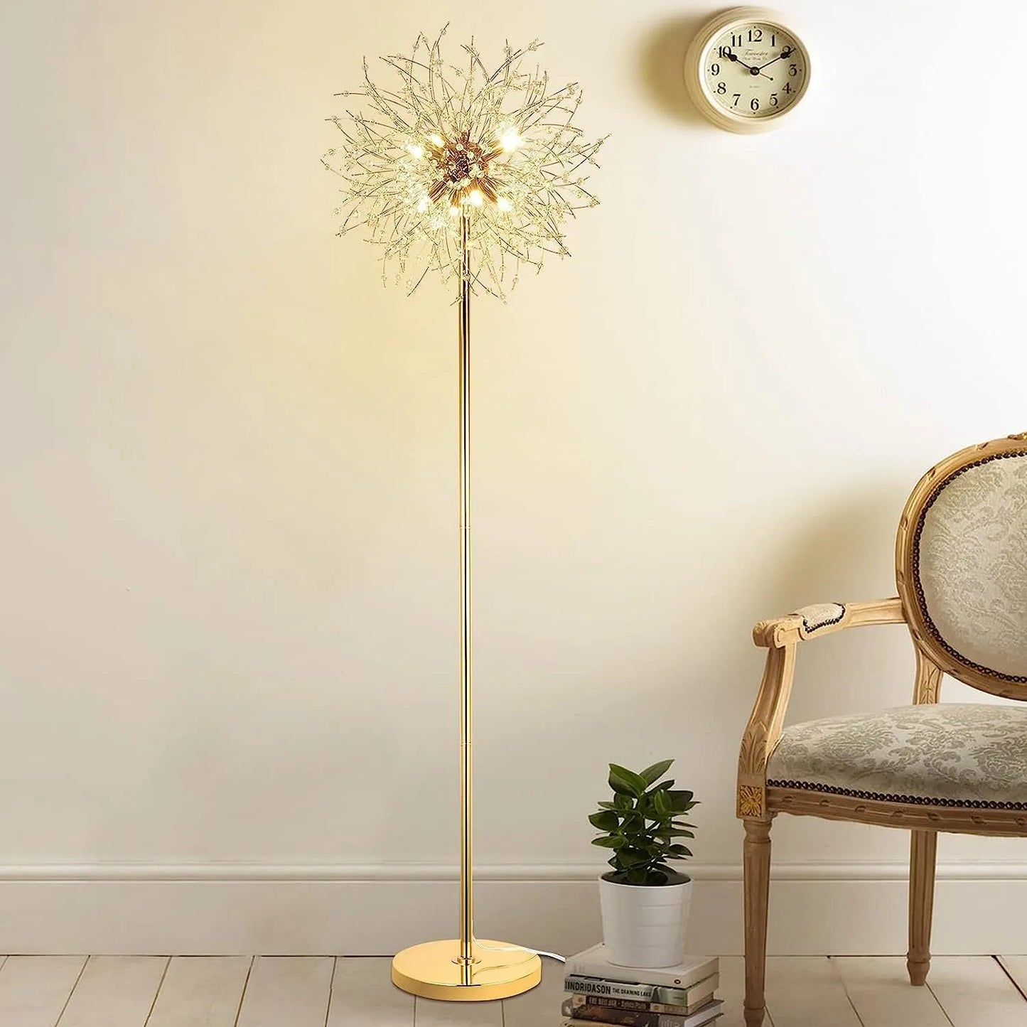69 inch Crystal Floor Lamp, Modern Standing Lamp with K9 Crystal, LED Floor Lamp with On/Off Foot Switch, Metal Tall Pole Lamp for Living Room, Girls – view 7