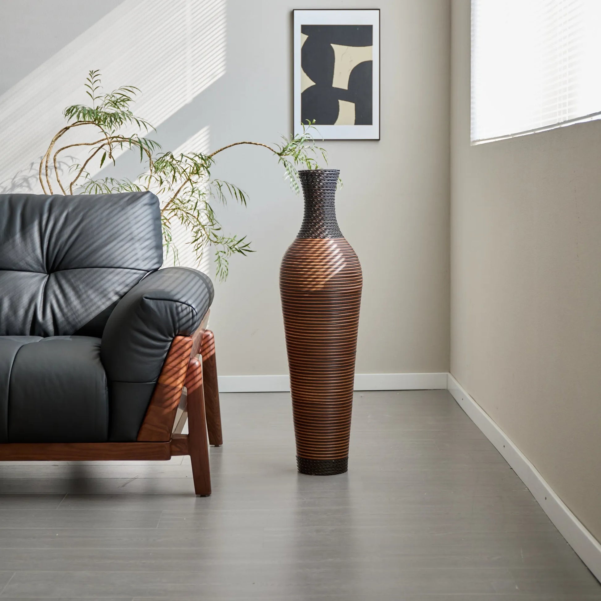 39' Tall Standing Designer Floor Vases with Elegant Two-Tone Dark Brown Finishes - Ideal for Decorating Living Rooms, Bedrooms, Entryways Perfect for – view 7