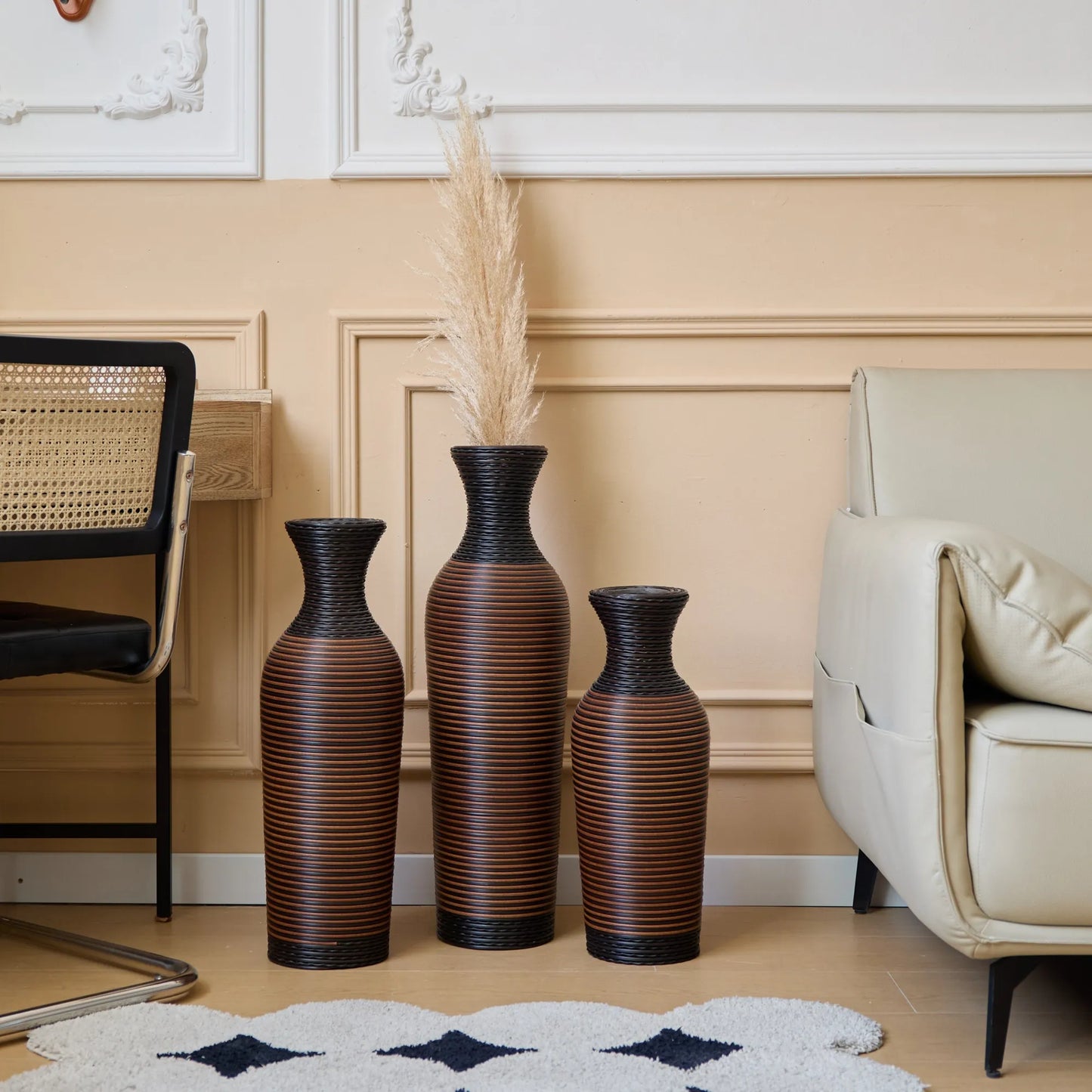 Desktop Vase, Brown Decorative Floor Vase, Classic and Neat Floor Vase, High Independent Flower Stand, Artificial Vine Vase, PVC Floor Vase, Home – view 7