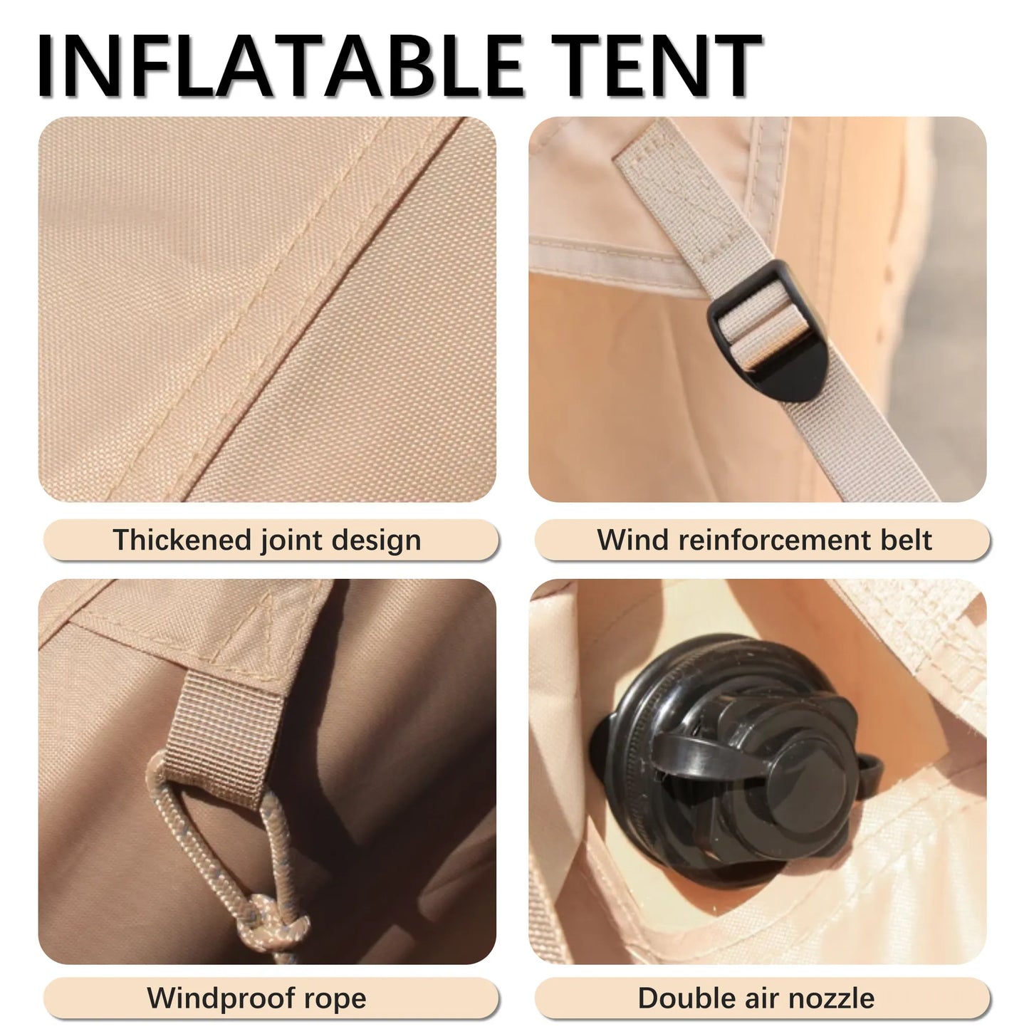 Inflatable Glamping Tent for 4-6 People, Waterproof Luxury Outdoor Tent with Pump, Khaki 410D Oxford Fabric, 118'x78.7'x78.7' – view 7