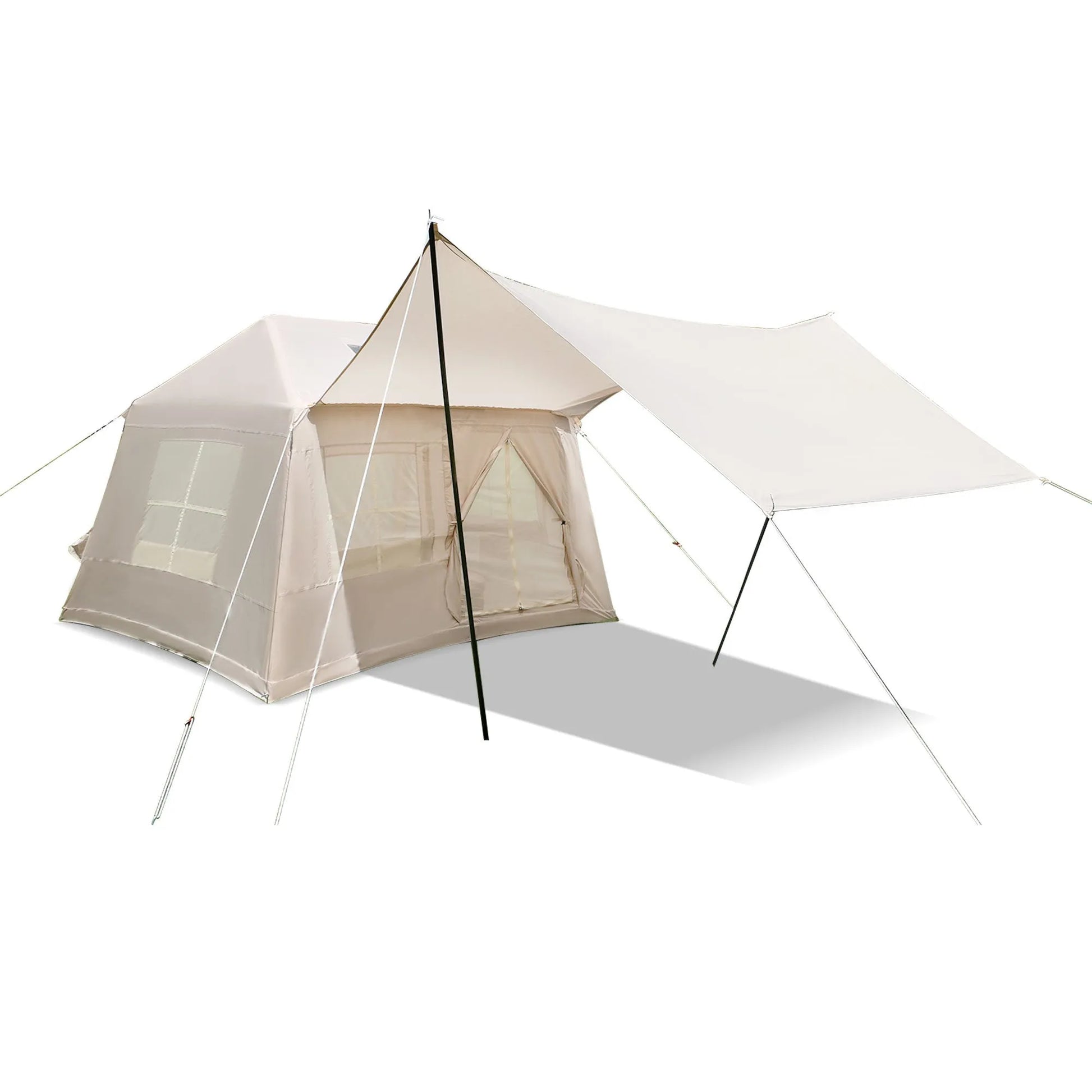 5.72m² Inflatable Camping Tent, Easy Setup 4 Season Windproof Glamping Tent with Mesh Windows & Pump, Outdoor Cotton Tent – view 7