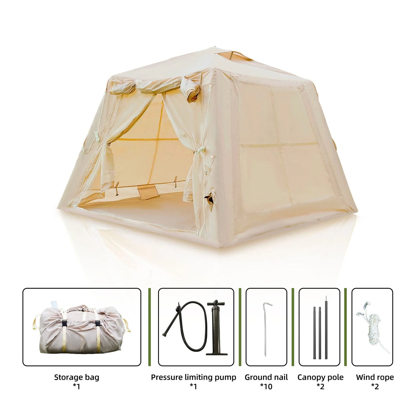 5.76 m ² Inflatable Tents for Camping with canopy, Blow Up Tent with Hand Pump, Easy Setup InflatableTent 4 Season Tent, Waterproof Oxford Air – view 7