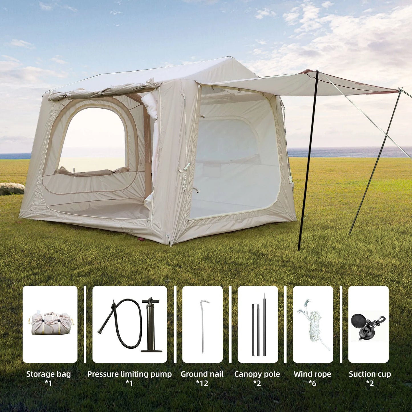 Inflatable Tents for Camping,suv tent , Easy Setup InflatableTent 4 Season Tent, Waterproof Oxford Air Glamping Tents for Camping Adult 4/6/8 Person – view 7
