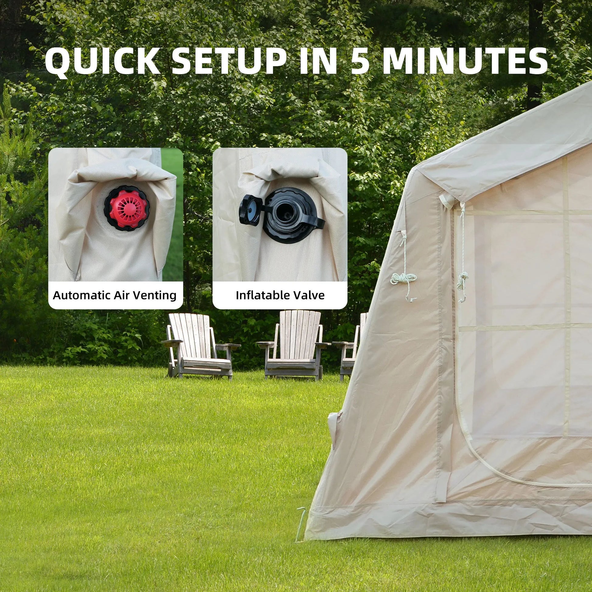 8 m ² Inflatable Tents for Camping, Blow Up Tent with Hand Pump, Easy Setup InflatableTent 4 Season Tent, Waterproof Oxford Air Glamping Tents for – view 7