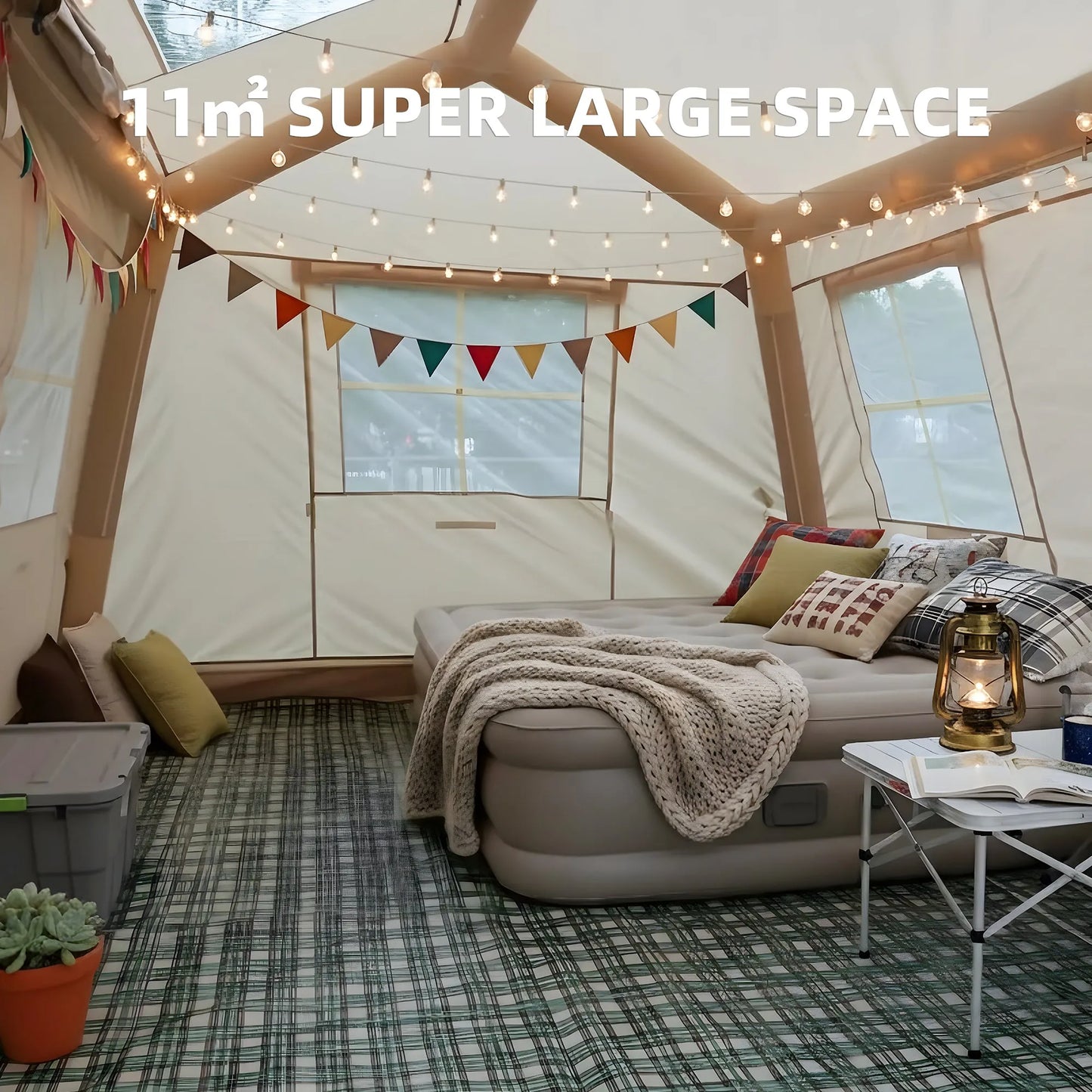 11 m ² Inflatable Tents for Camping, Blow Up Tent with Hand Pump, Easy Setup InflatableTent 4 Season Tent with Canopy , Waterproof Oxford Air – view 7