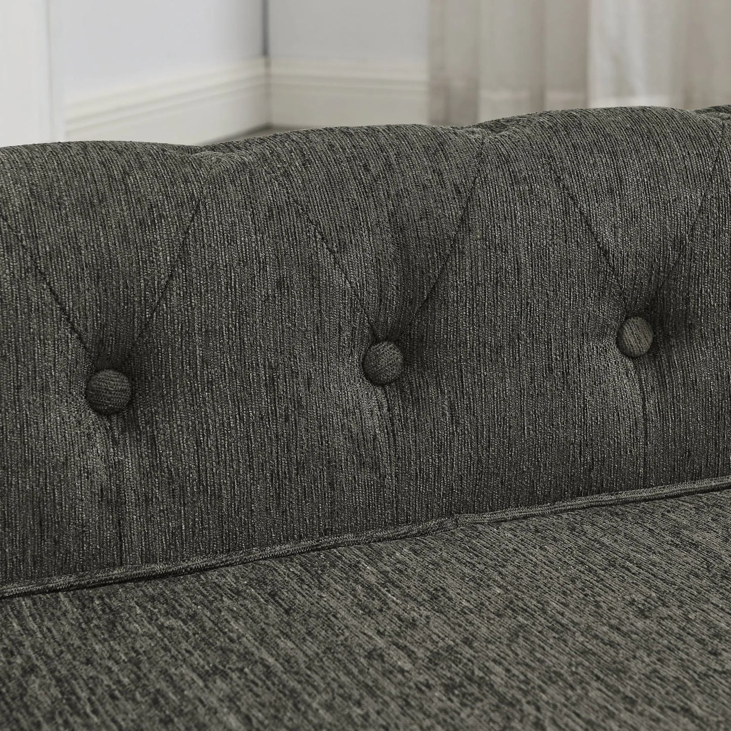 Modern Style Elegant Rectangle Pet Bed for Small and Medium Dogs, Durable Elevated Dog Sofa, Dark Grey Foam – view 7