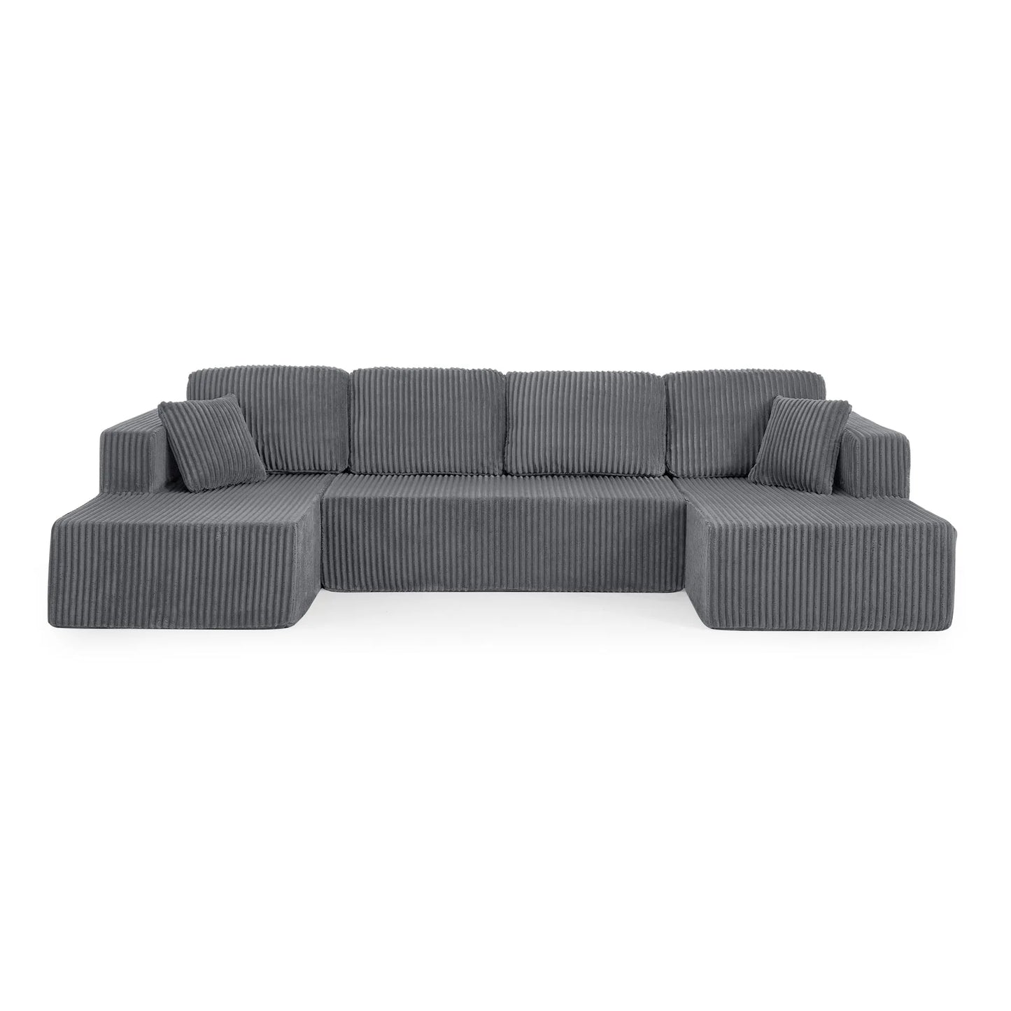 U shape Modular Sectional Sofa, Compressed Sectional Sofa Modern Minimalist Style Corduroy Couch, Sleeper Sofa for Living Room, Bedroom, Comfy – view 7