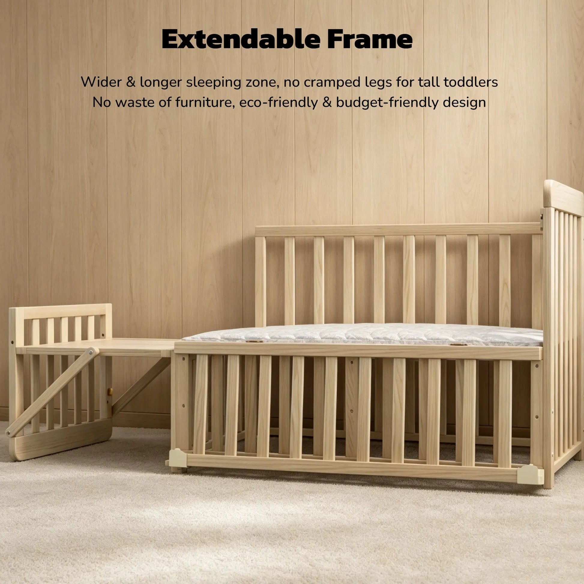 Solid Wood Baby Bassinets Wooden Bedside Bassinet Portable Mini Baby Crib 3 Adjustable Heights With Mattress and Changing Shelf for Newborns – view 7