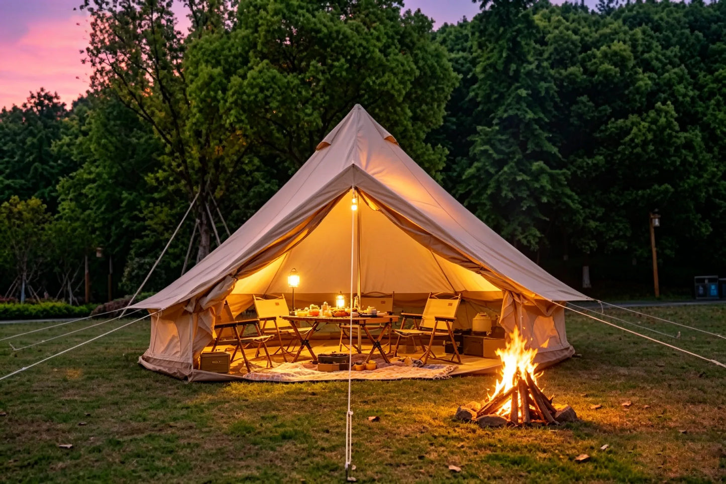 Oxford Bell Tent for Family Camping - Spacious 9.8ft Yurt with Stove Jack, Large Glamping Tents for 3-4 People, 4 Season Oxford Hot Tent Shelter Beige – view 7