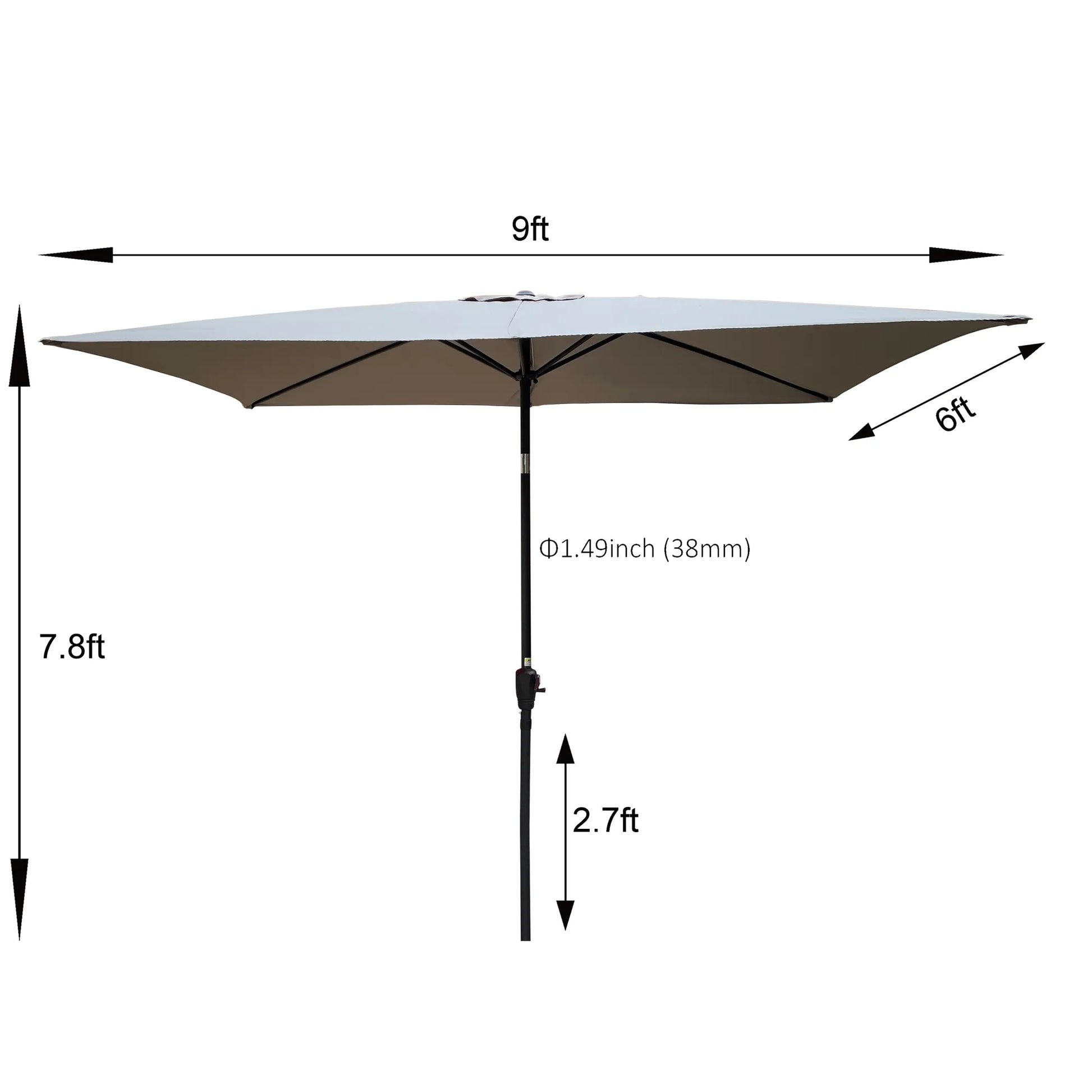 6 x 9ft Patio Umbrella Outdoor Waterproof Umbrella with Crank and Push Button Tilt without flap for Garden Backyard Pool Swimming Pool Market – view 7