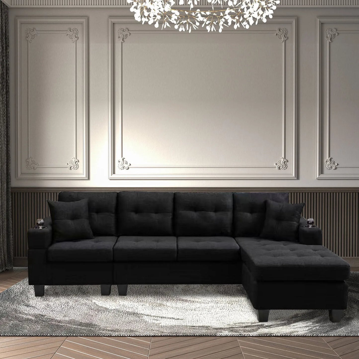 MEGA right sectional sofa with footrest, convertible corner sofa with armrest storage, living room and apartment sectional sofa, right chaise longue – view 7