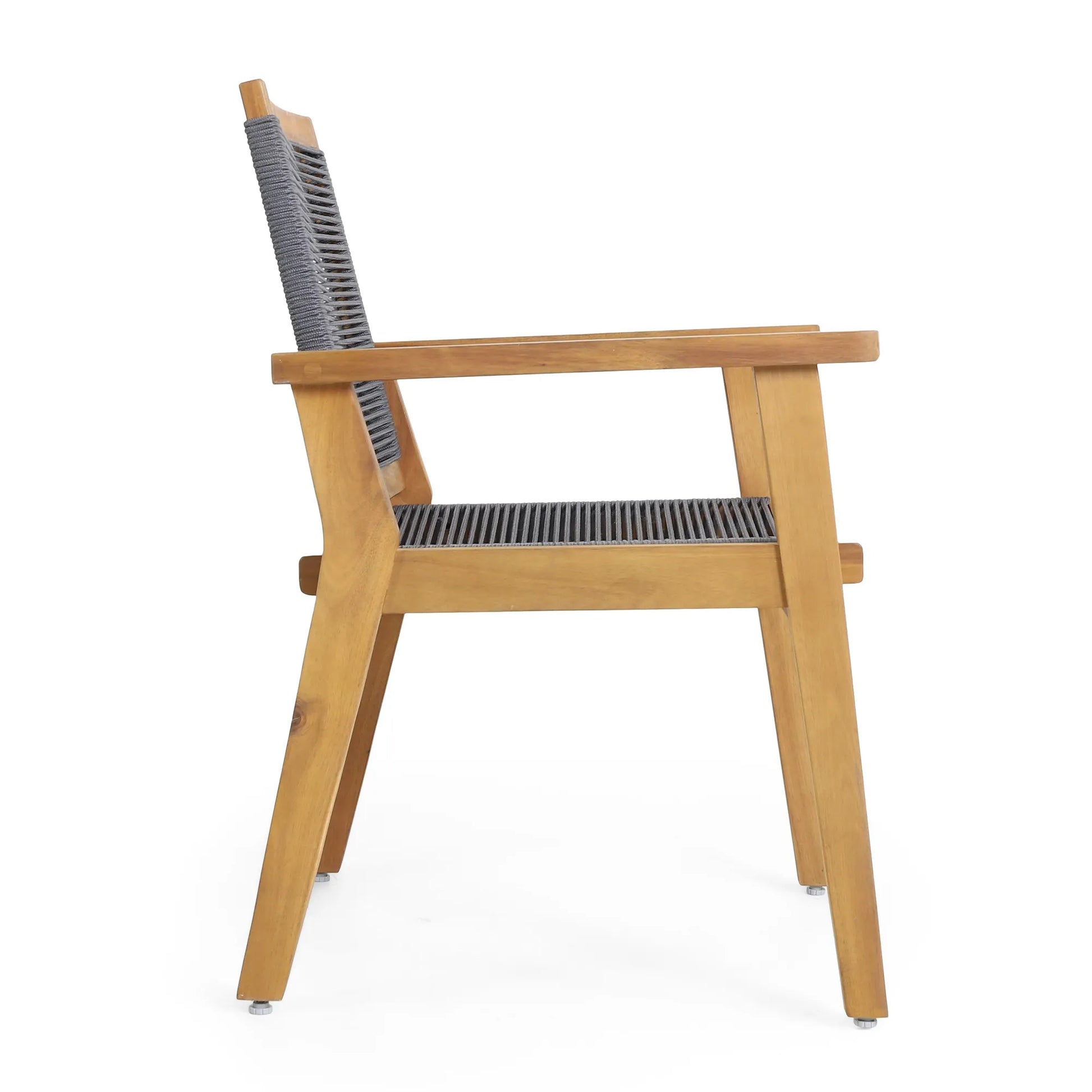 Outdoor Dining Chair Set of 2, Dark Grey Rope, Acacia Wood Frame – view 8
