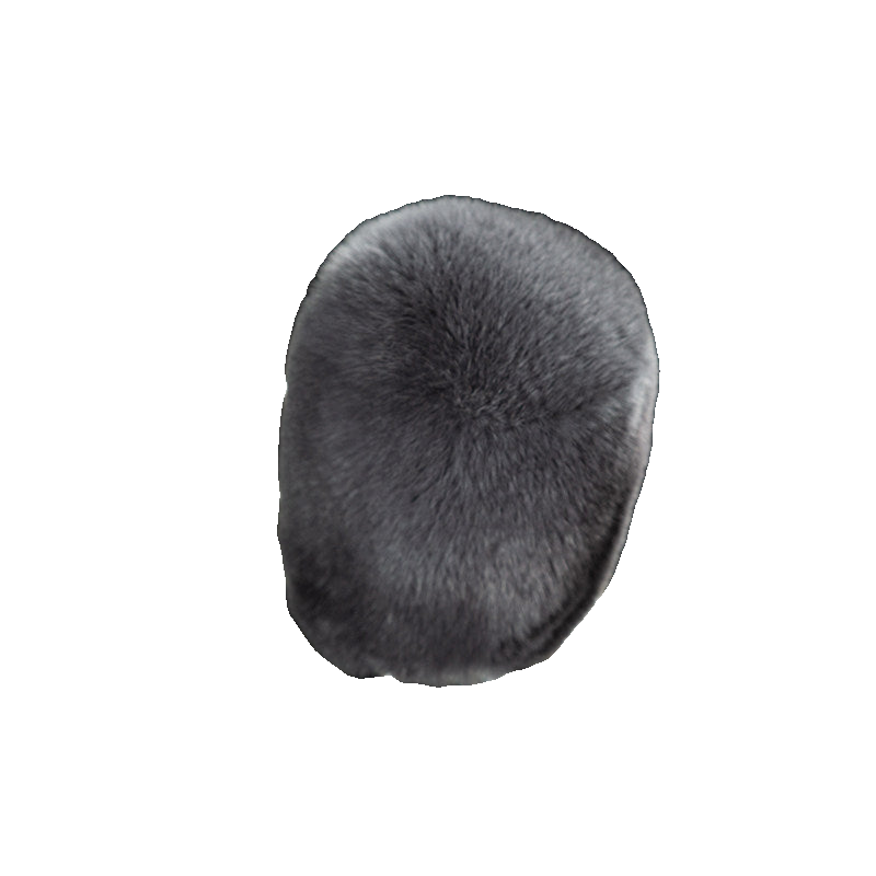 Charcoal Gray genuine Rex rabbit fur gear shift cover on transparent background