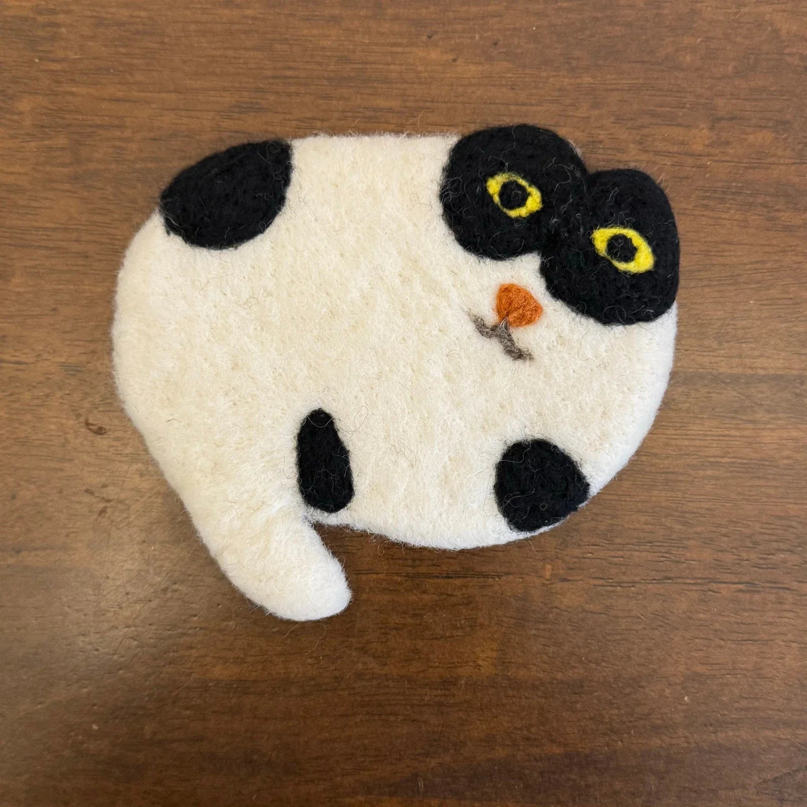 Handmade Cream Cat 16x12 cm Wool Felt Coaster