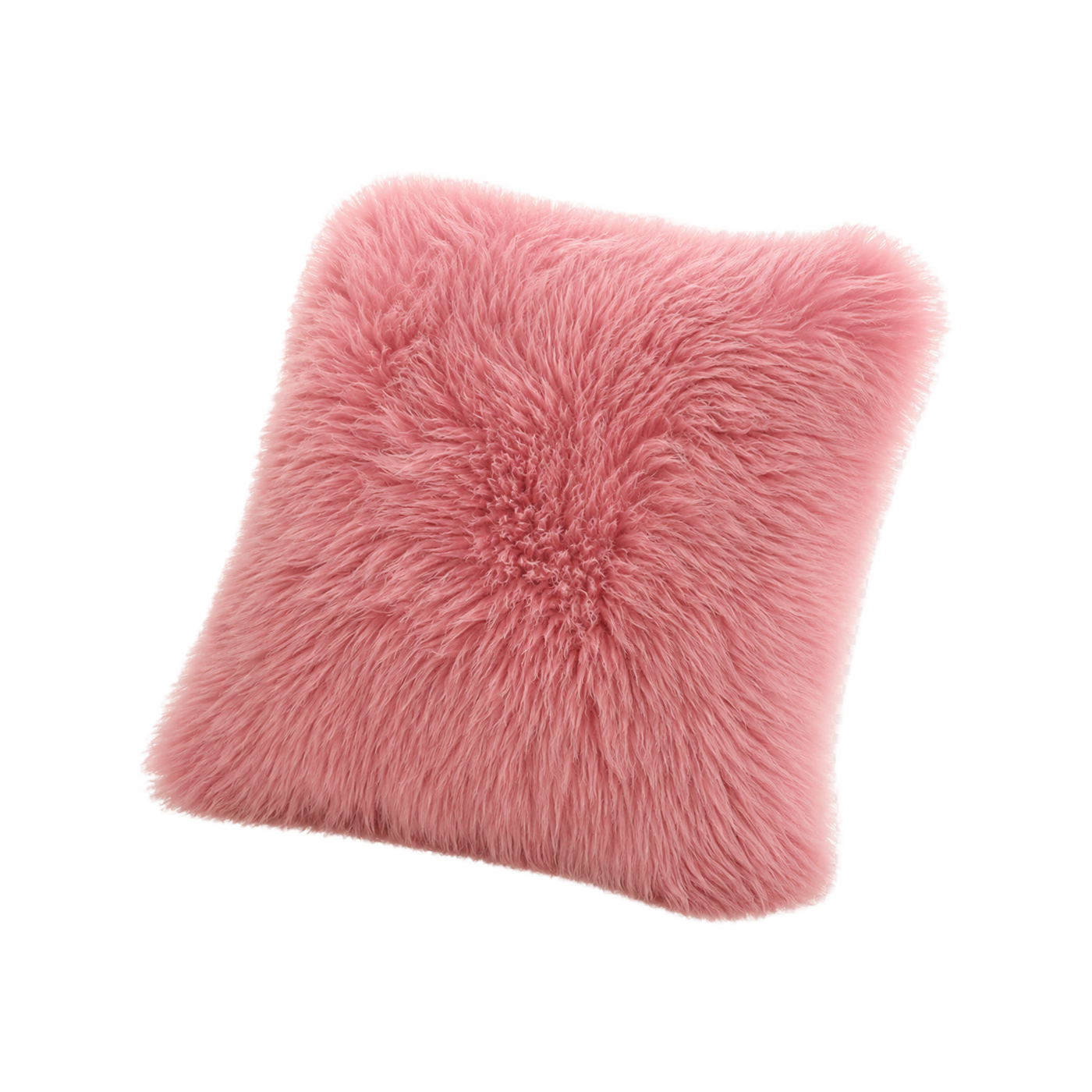 Blush Pink genuine Australian wool pillow on transparent background