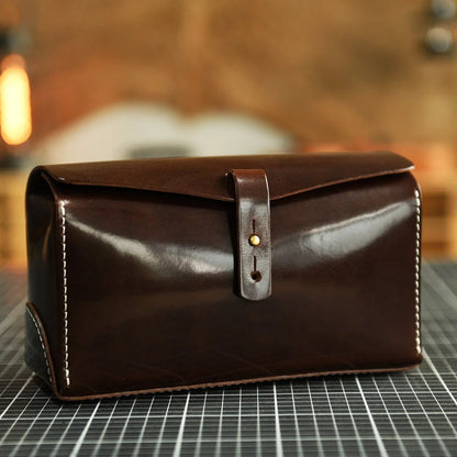 Dark Coffee vegetable-tanned cowhide travel case