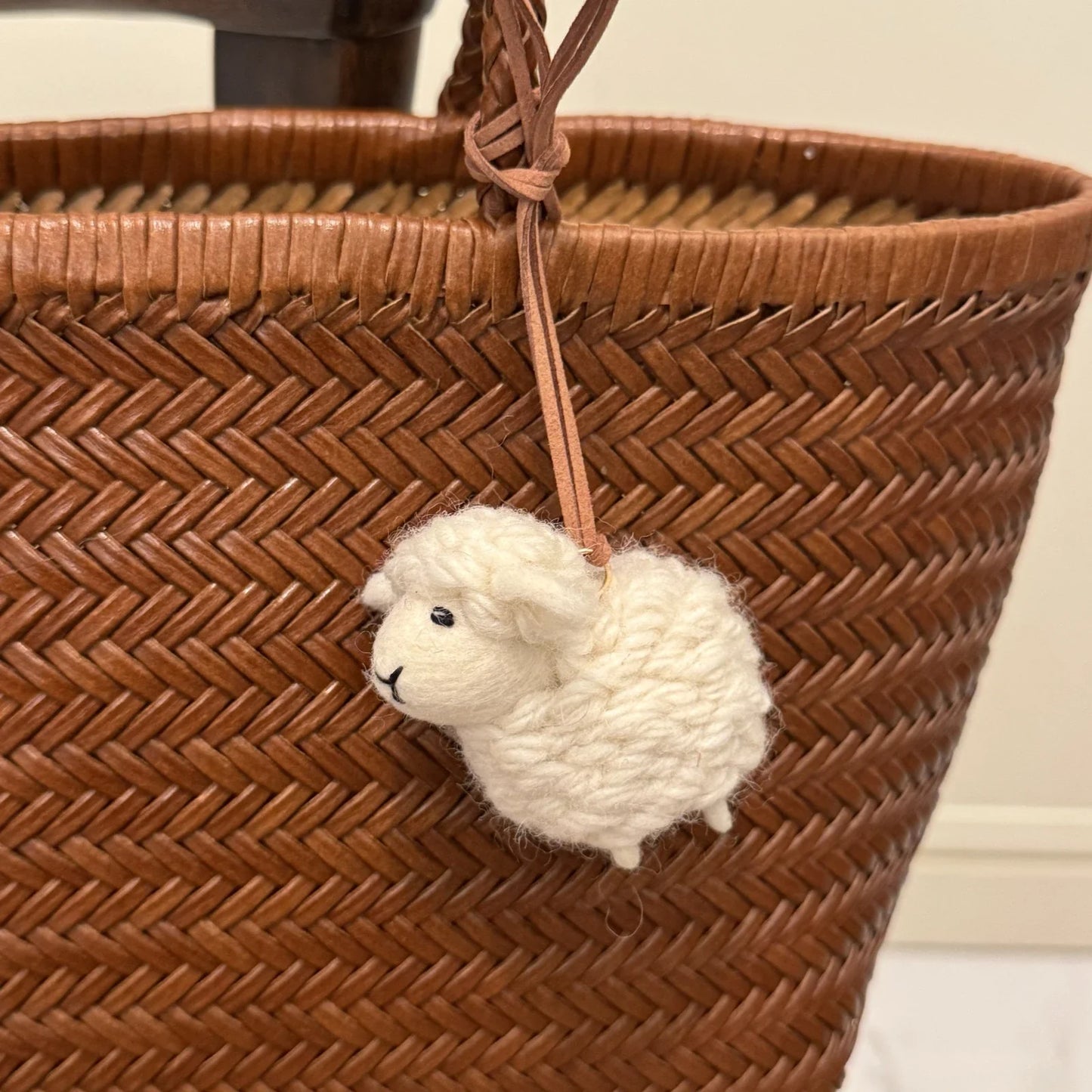 little lamb handmade wool felt bag charm