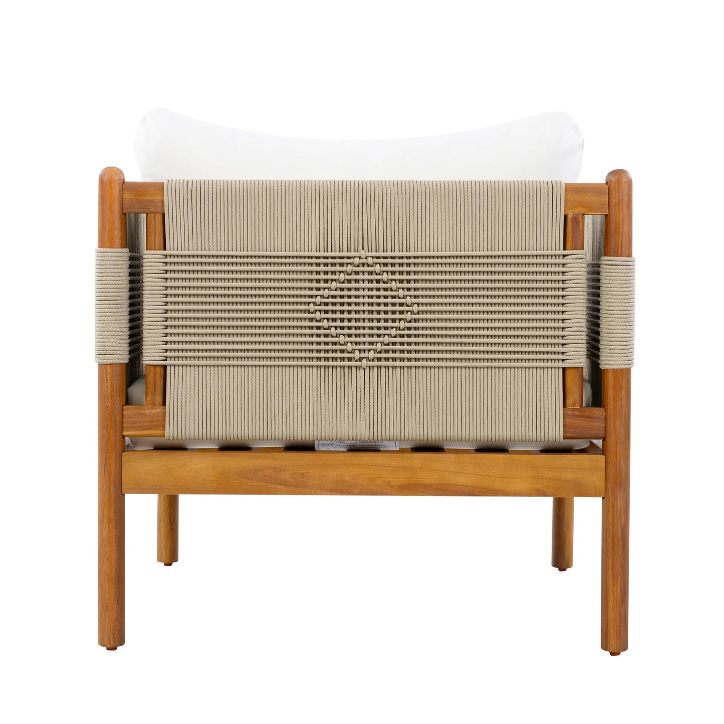 Outdoor Acacia Wood Club Chair with Diamond Rope Weave & Cushions, Teak Finish – view 8