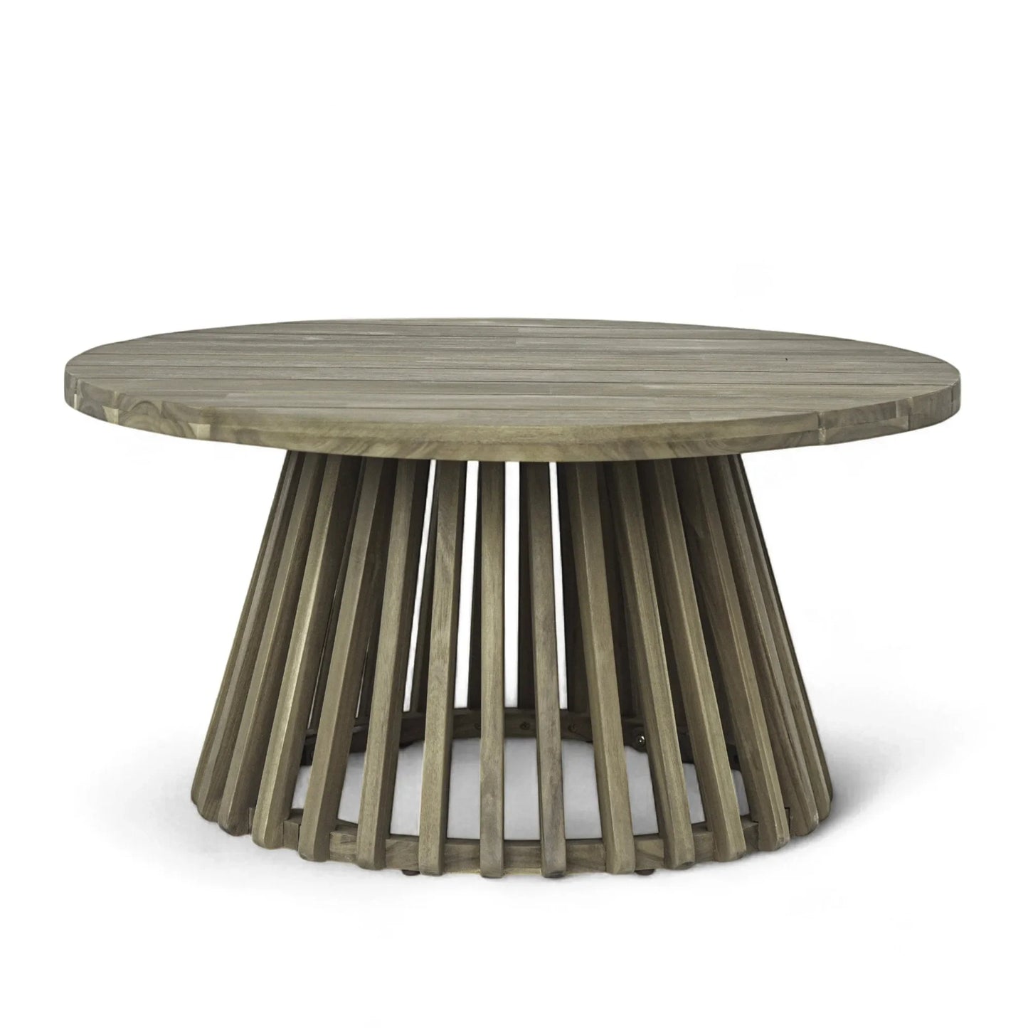 Outdoor Acacia Wood Patio Coffee Table, Round Coffee Table for Backyard, Lawn, Balcony,Grey Finish – view 8