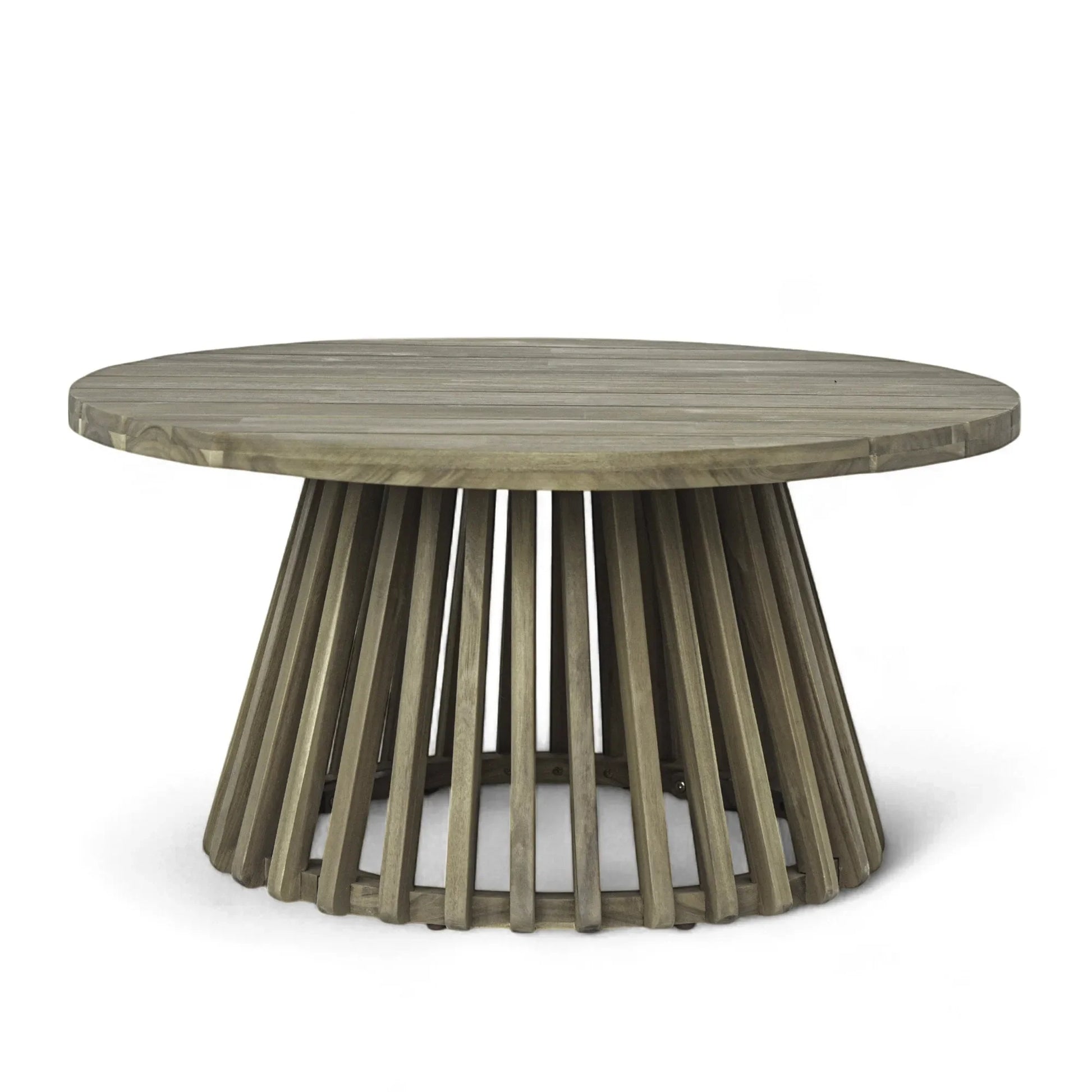Outdoor Acacia Wood Patio Coffee Table, Round Coffee Table for Backyard, Lawn, Balcony,Grey Finish – view 8