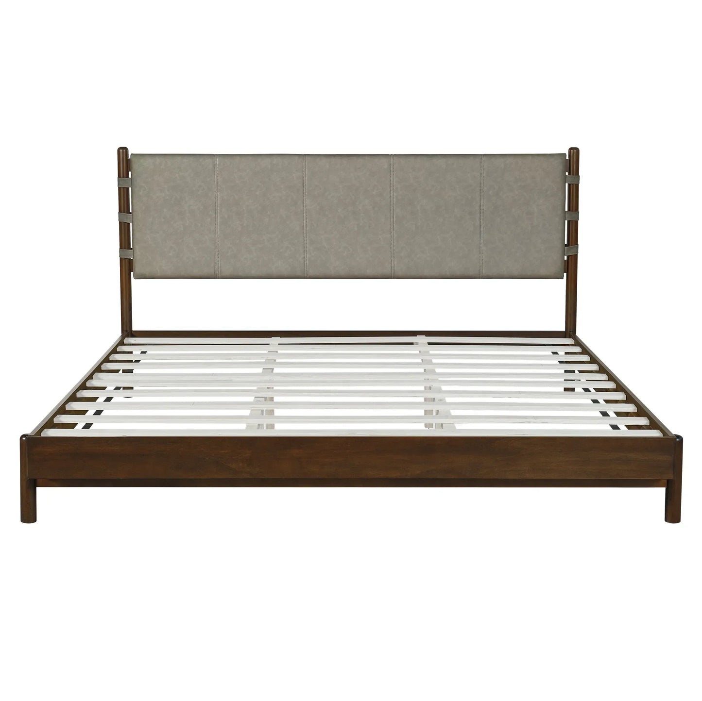 Modern King Bed Frame Set with 2 Nightstands, Light Gray Wood Platform Bed with Headboard and Matching Bedside Tables for Bedroom – view 8