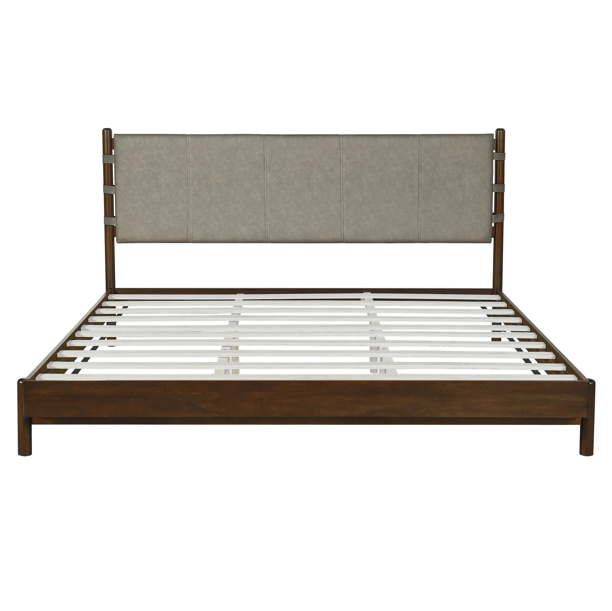 Modern King Bed Frame Set with 2 Nightstands, Light Gray Wood Platform Bed with Headboard and Matching Bedside Tables for Bedroom – view 8