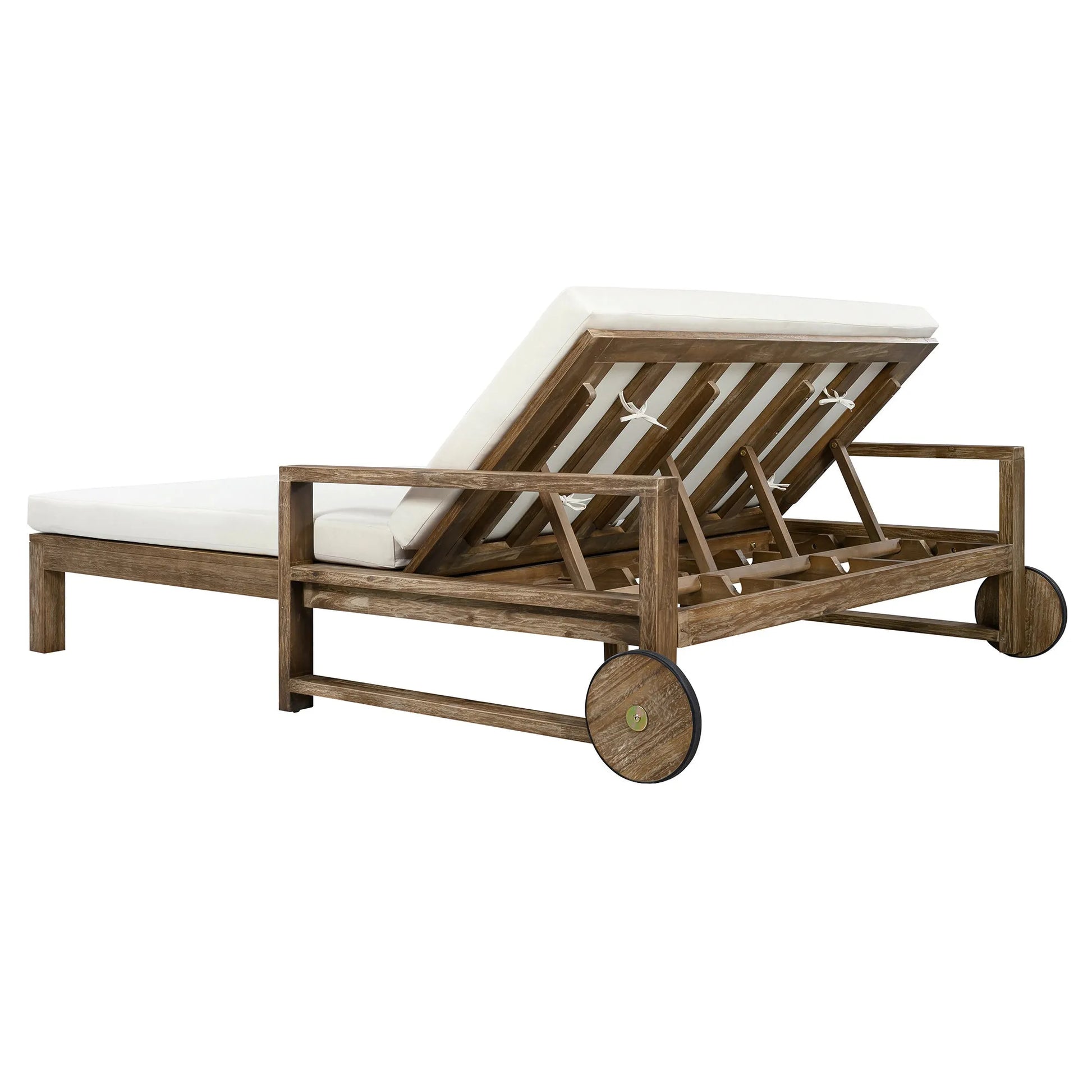 1-Piece Farmhouse-styled Wooden Outdoor Sunbed for Ultimate Relaxation Outdoor Daybed Seating 2 People for Poolside, Garden and Backyard (Beige) – view 8
