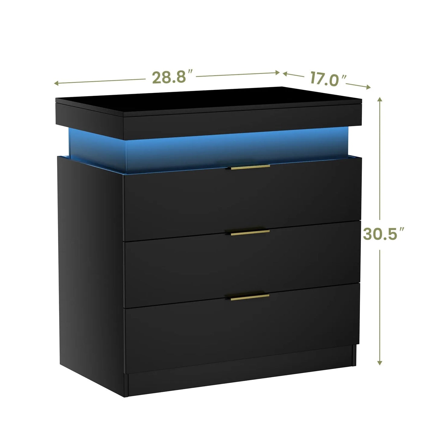Nightstand with Charging Station and LED Lights,Night Stand with Sliding Top for Bedroom,Bedside Table with Drawers,Modern End Side – view 8