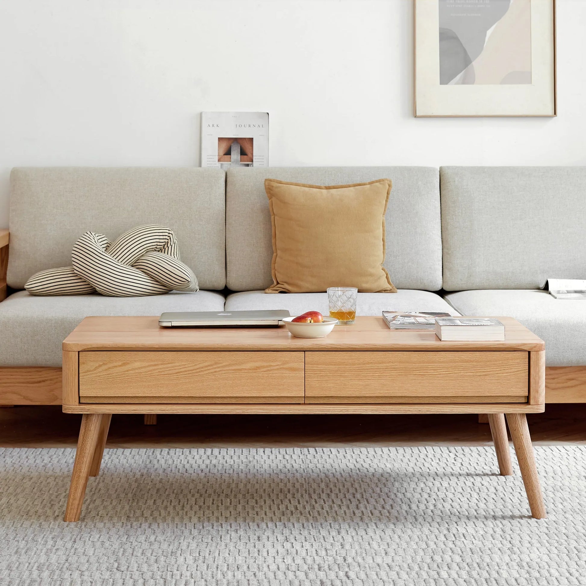 Elevating Center Table Low Table 100% Solid Oak Wood Top Plate Desk Coffee Table Width 100 x Depth 60 x Height 45 cm Study Desk Work From Home Easy – view 8
