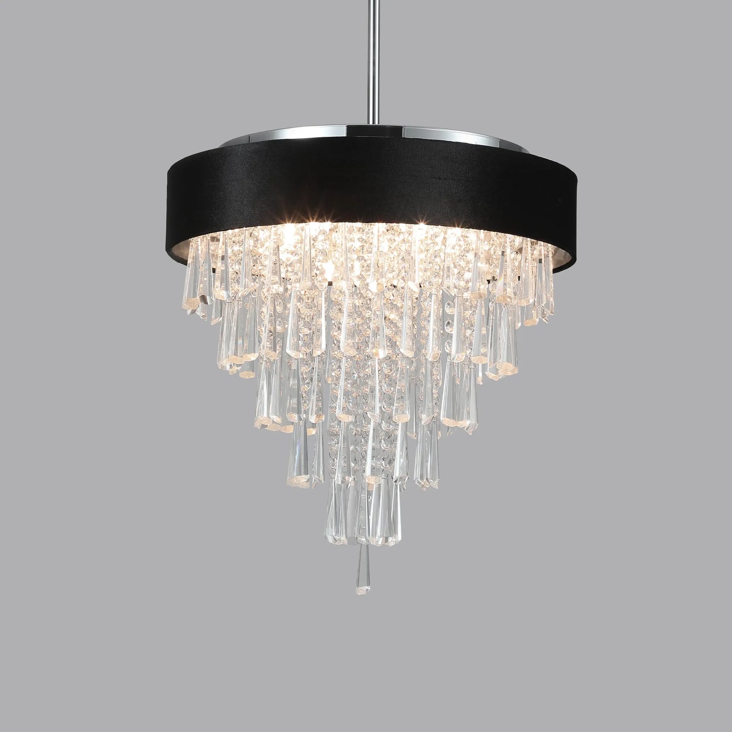 18-inch Modern Crystal Chandelier with Black Imitation Velvet Anti-Glare Shade, Adjustable Height, 8-Light G9 Base for Dining Room, Living Room, or – view 8