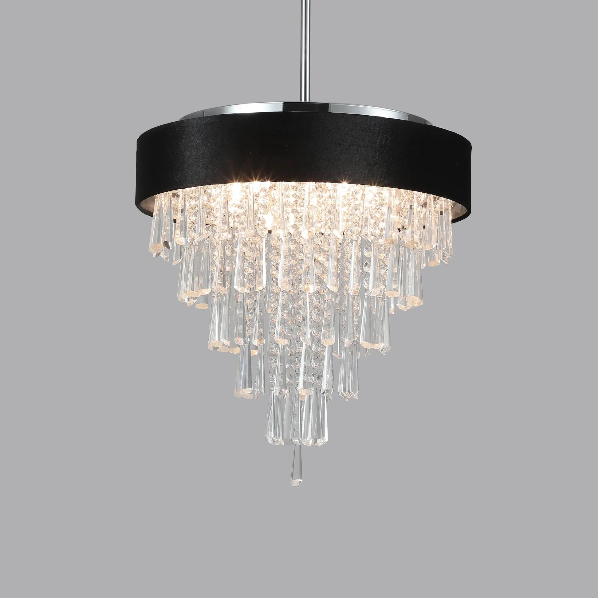 18-inch Modern Crystal Chandelier with Black Imitation Velvet Anti-Glare Shade, Adjustable Height, 8-Light G9 Base for Dining Room, Living Room, or – view 8