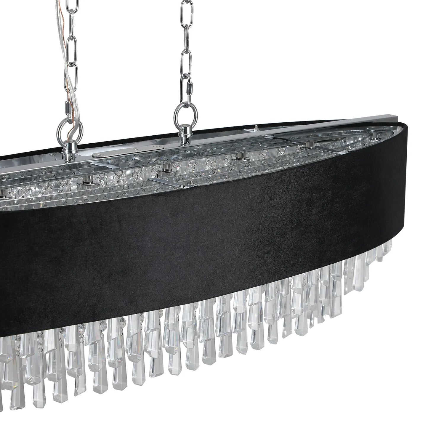 39' Modern Crystal Chandelier with Black Imitation Velvet Anti-Glare Shade, Adjustable Height, 8-Light G9 Base for Dining Room, Living Room, or – view 8