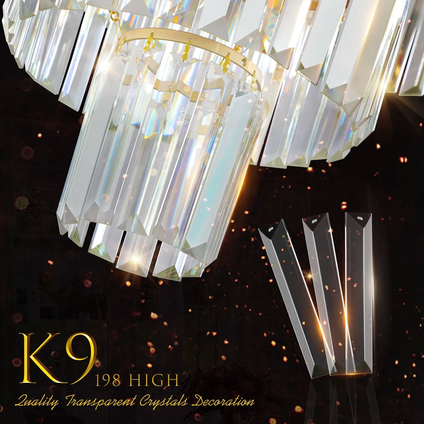 20' Modern Crystal Chandelier with Gold Finish, 4-Tier Design for Dining Room or Living Room, Elegant Crystal Pendant Light Fixture (Bulb Not – view 8
