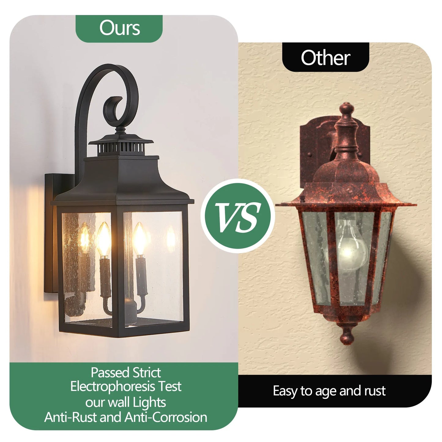 23'(H) 2-Pack Outdoor Wall Lantern Light – Vintage Black Metal Sconce with Clear Seeded Glass for Porch, Patio, and Garden (Bulb Not Included) – view 8