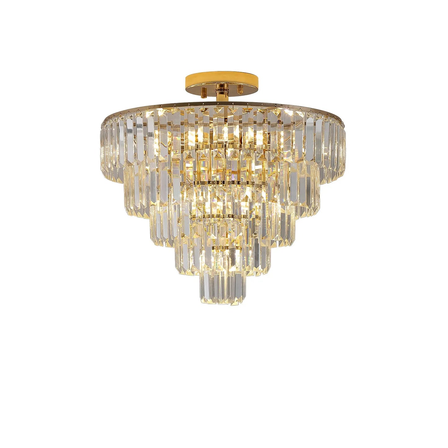 Gold Crystal Chandeliers,5-Tier Round Semi Flush Mount Chandelier Light Fixture,Large Contemporary Luxury Ceiling Lighting for Living Room Dining – view 8