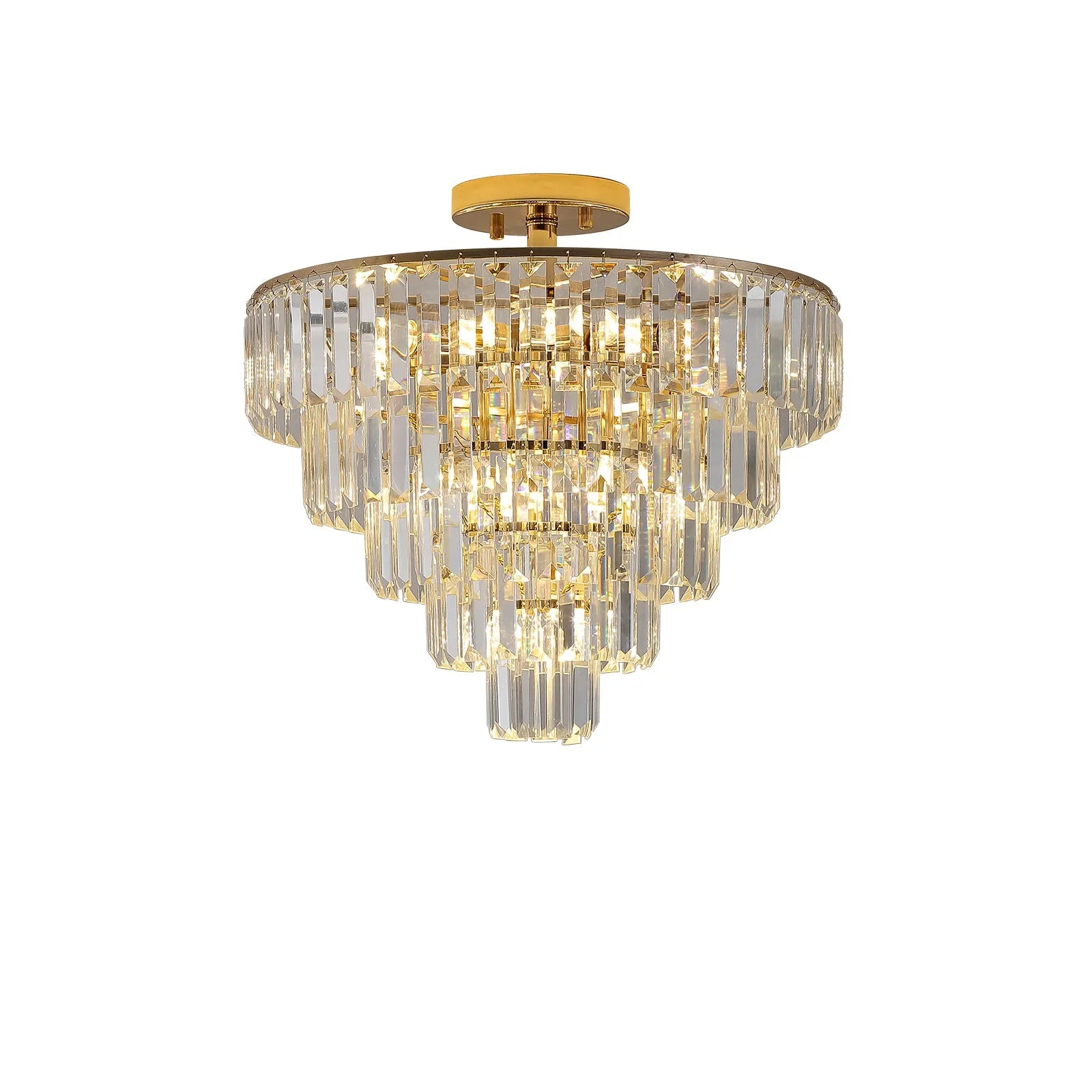 Gold Crystal Chandeliers,5-Tier Round Semi Flush Mount Chandelier Light Fixture,Large Contemporary Luxury Ceiling Lighting for Living Room Dining – view 8