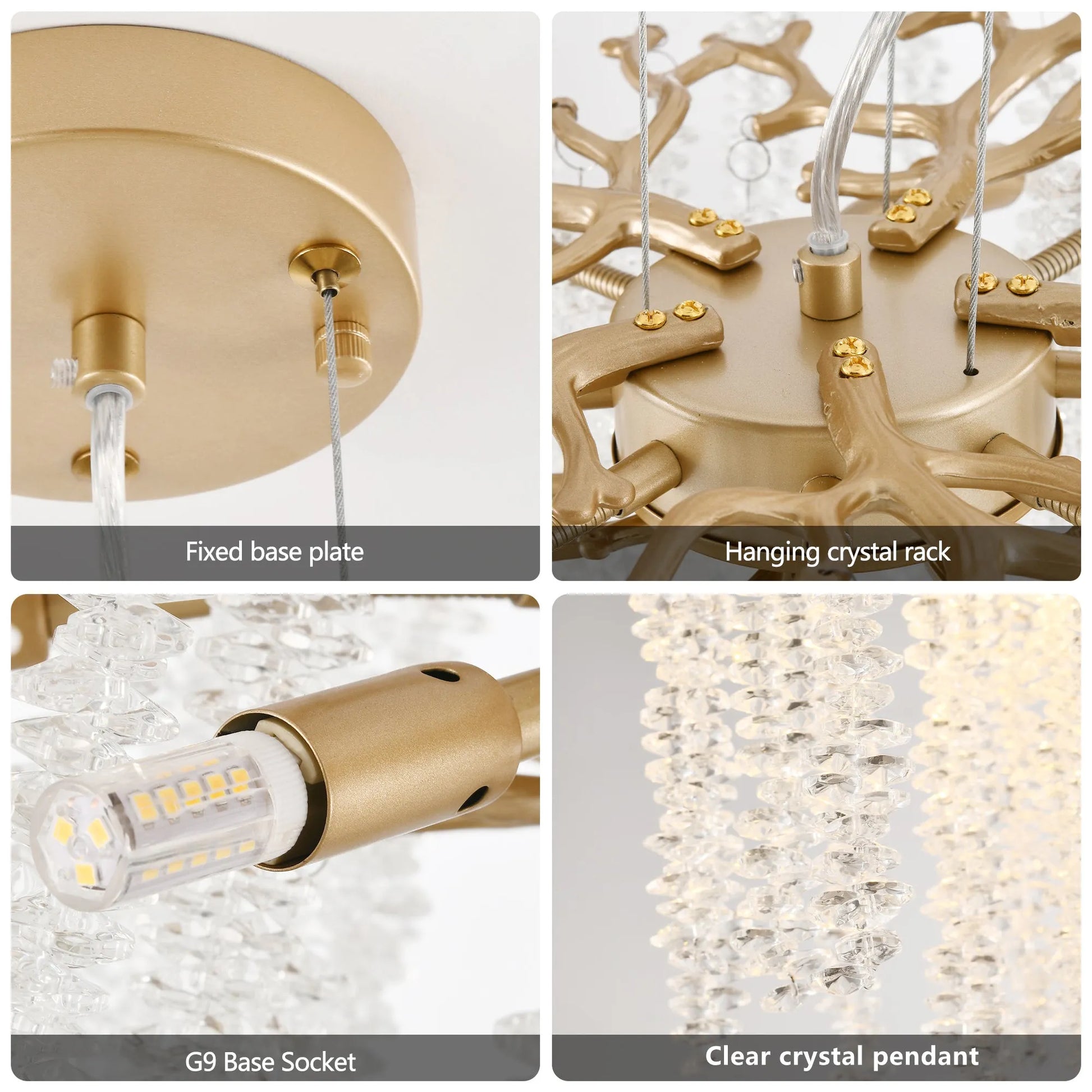 24-inch Modern Golden Pendant Light with Cascading Crystal Strands, Ideal for Living Room, Dining Room and Foyer, High-End Decorative Lighting – view 8