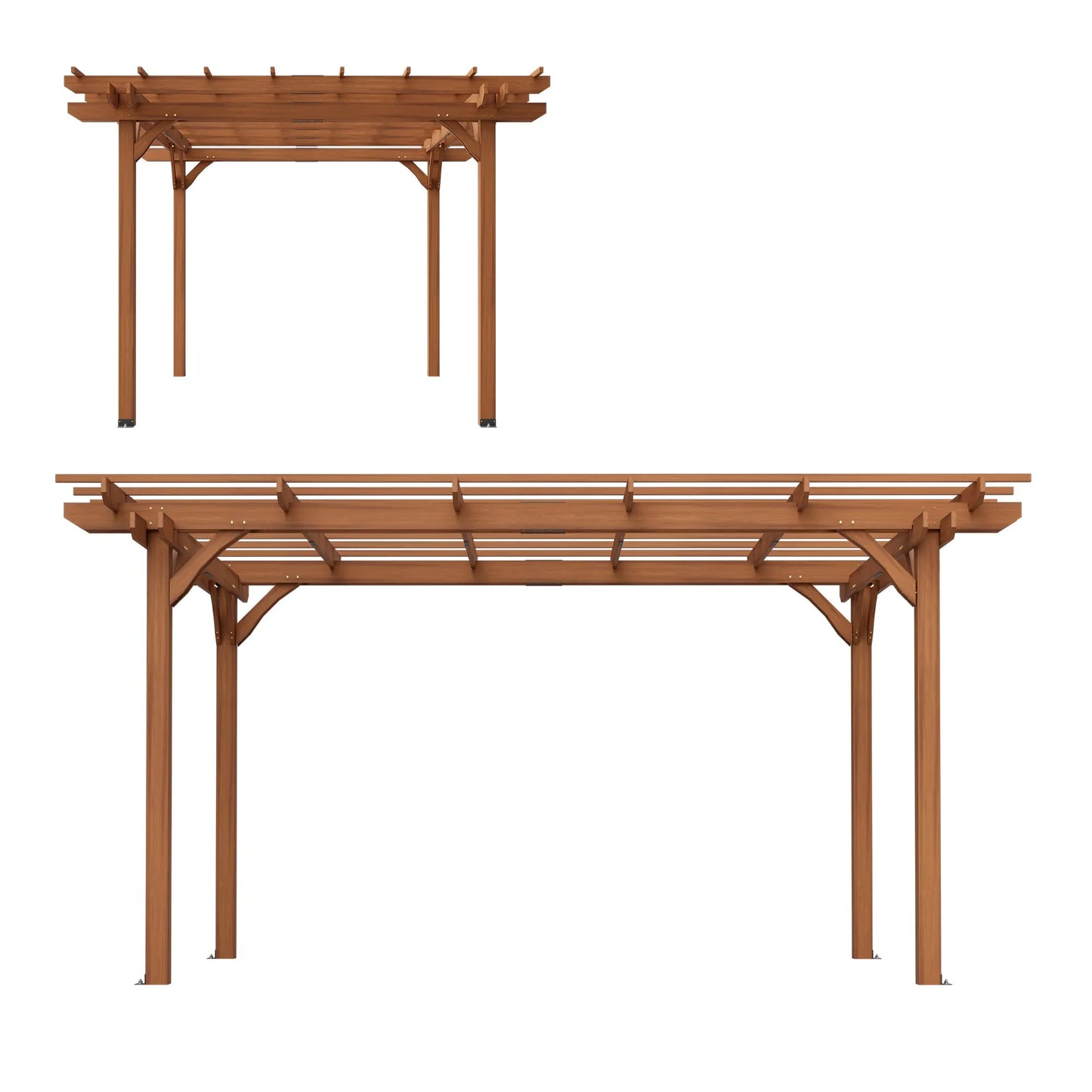 12 x 10 FT Outdoor Wood Pergola, Wooden Grape Pergola for Climbing Plant Support for Garden, Patio, Backyard, Deck, Brown – view 8