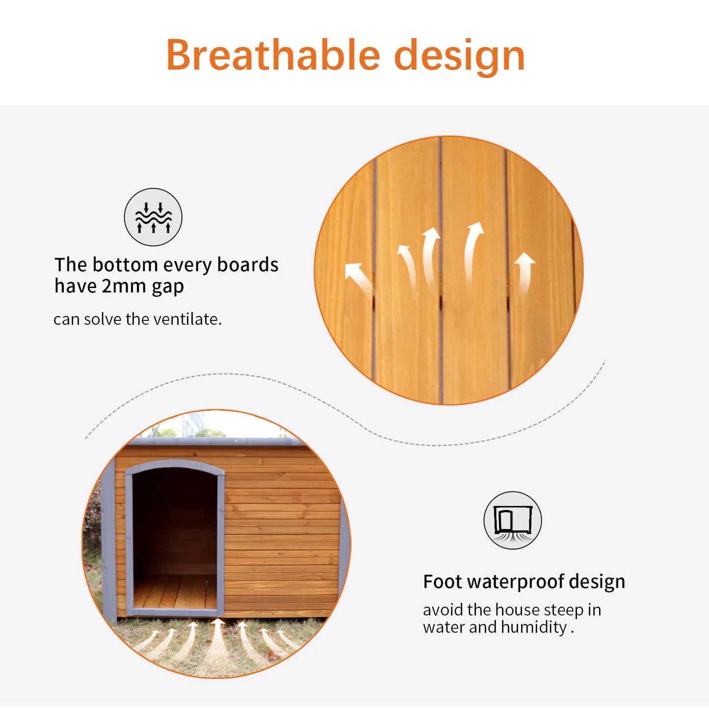 Dog House Outdoor & Indoor Wooden Dog Kennel for Winter with Raised Feet Weatherproof for Large Dogs – view 8