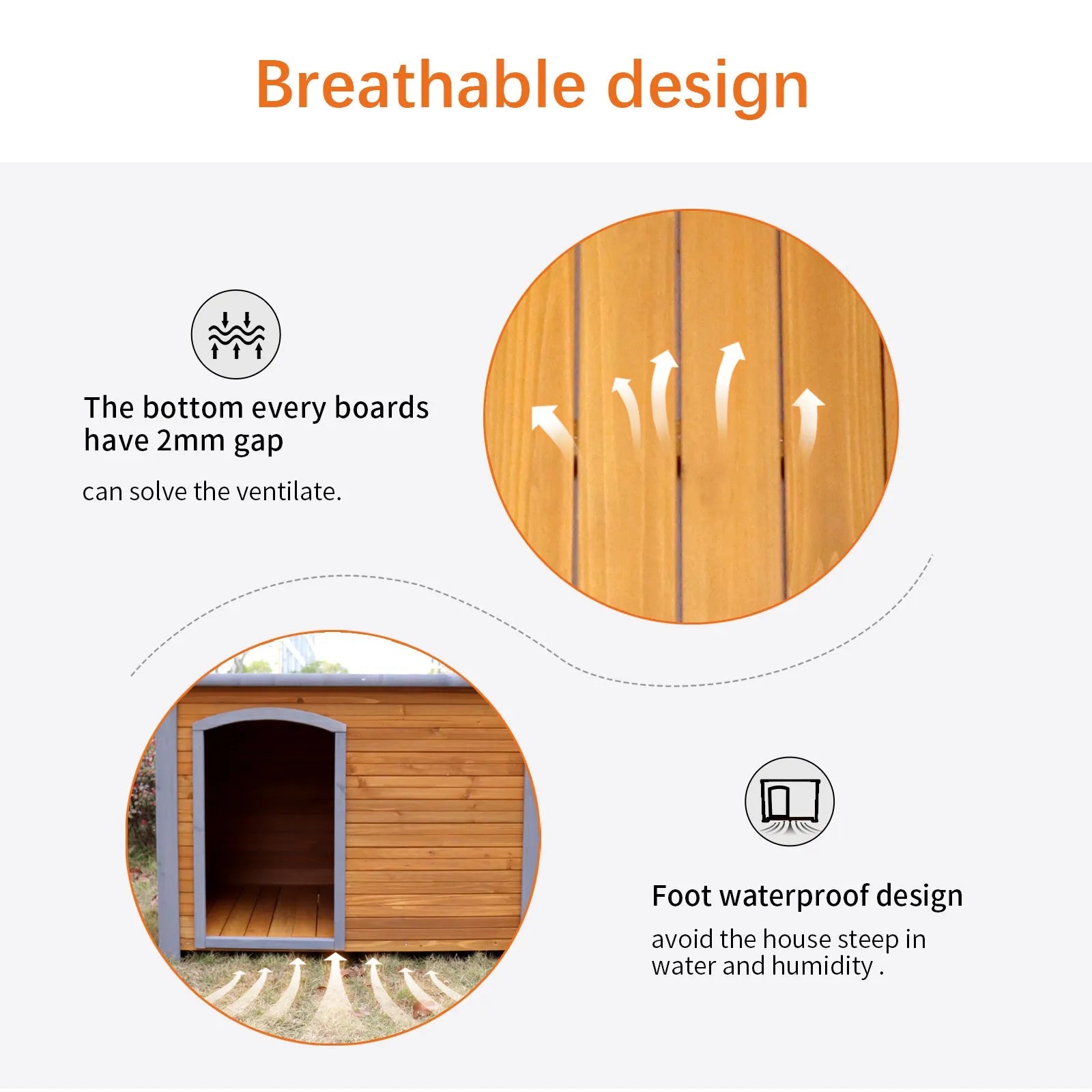 Dog House Outdoor & Indoor Wooden Dog Kennel for Winter with Raised Feet Weatherproof for Large Dogs – view 8