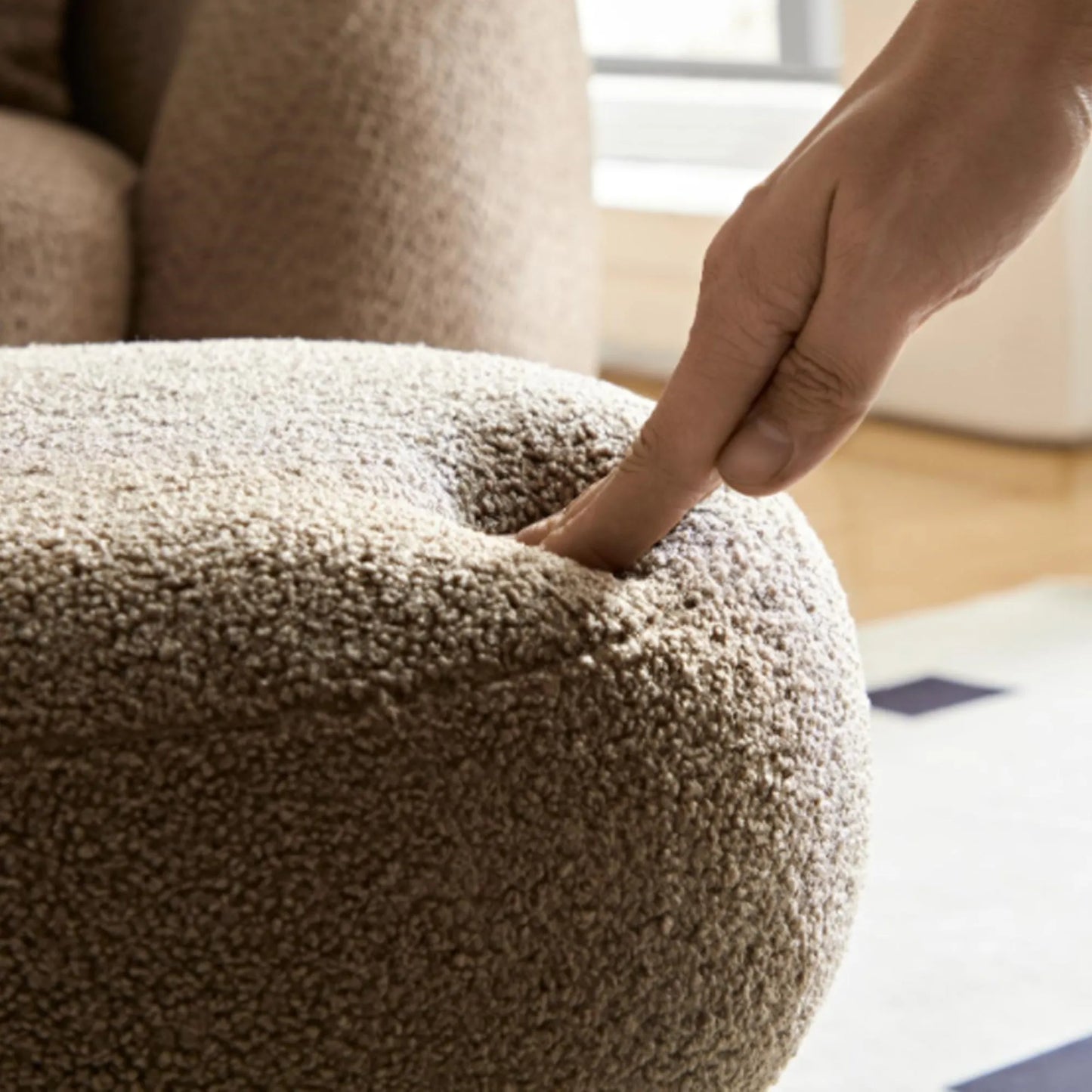 Mushroom Stool with Brown Lamb Wool Seat and Walnut Veneer Barrel PVC Pipe – view 8