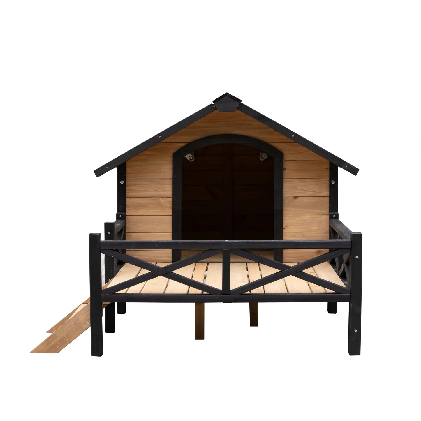 Outdoor Large Wooden Cabin House Style Wooden Dog Kennel with Porch – view 8