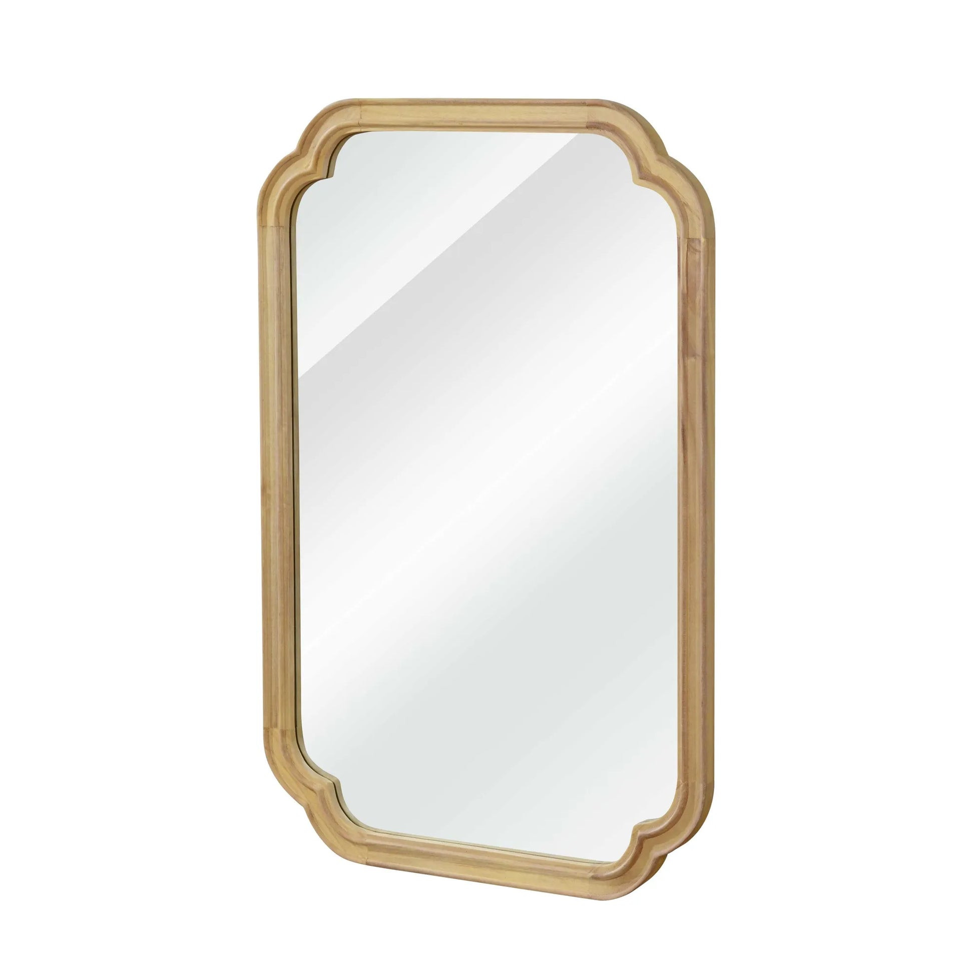Natural Wood Color 20' x 30' Solid Wood Frame Rounded Corner Decorative Mirror, For Bedroom, Bathroom, Living Room, Entryway – view 8