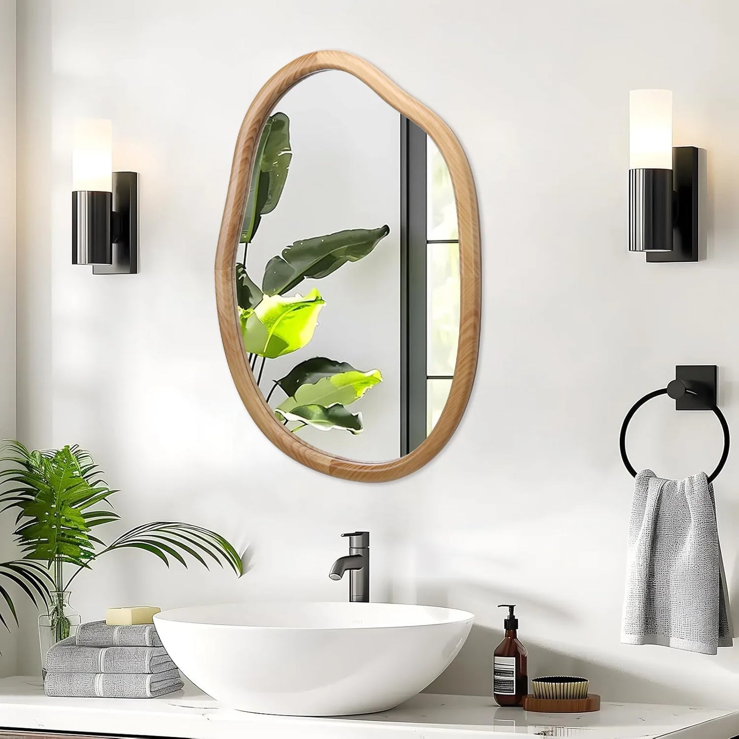 Irregular Wall Mirror Decorative, Asymmetrical Mirror for Wall Decor, Wavy Accent Mirrors for Living Room Bathroom Bedroom Entryway, Abstract – view 8