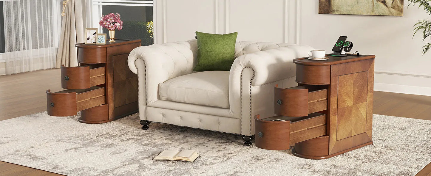End Table with Charging Station,Sofa Side Table with Drawers, No Assembly Required(Expect Arrival Date 2025/4/16) – view 8