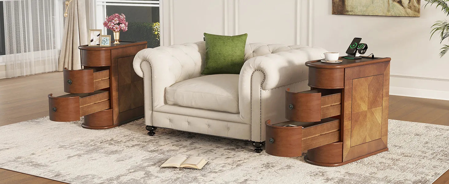 End Table with Charging Station,Sofa Side Table with Drawers, No Assembly Required(Expect Arrival Date 2025/4/16) – view 8
