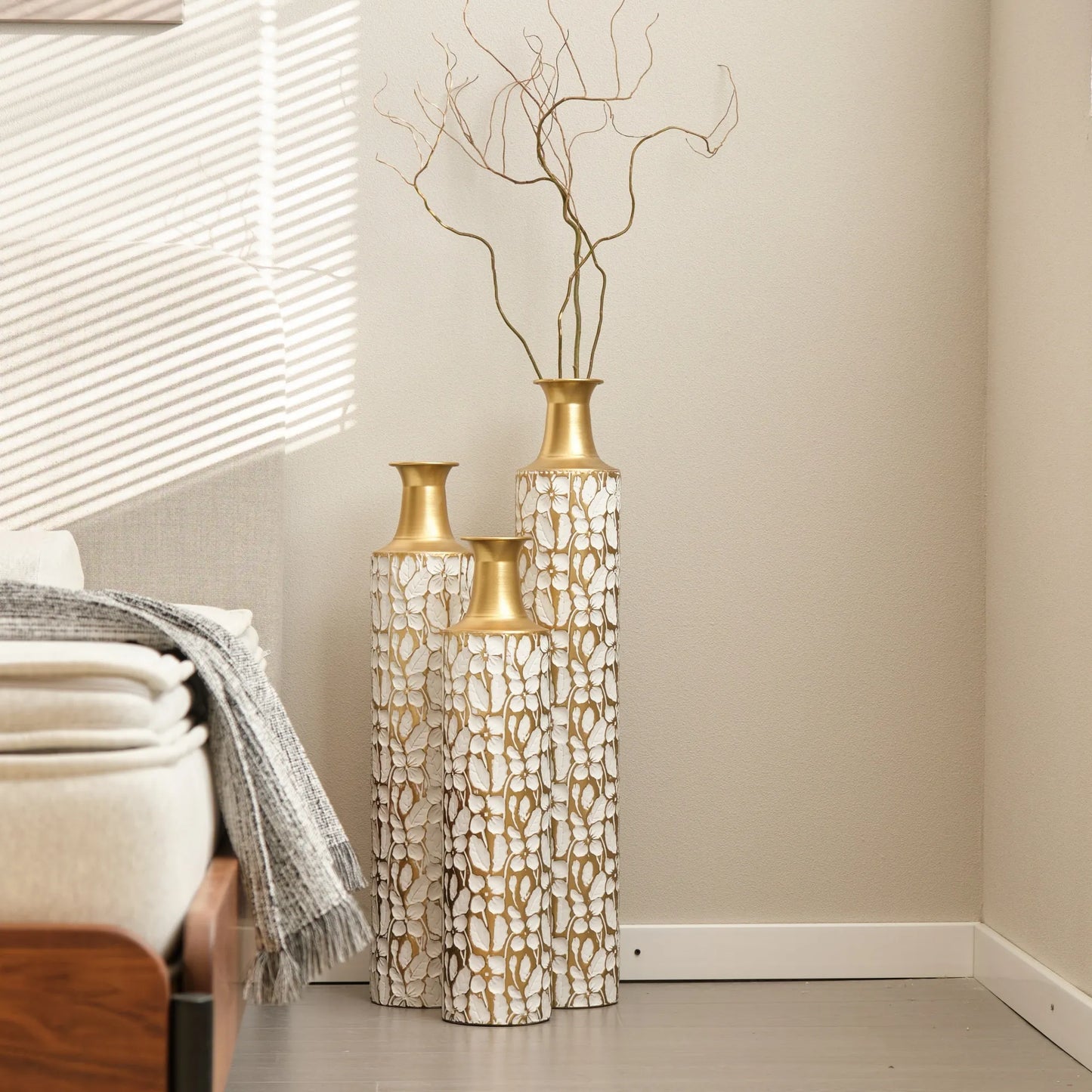 Floor Vases Gold Large Vases - 32/28/24-Inch Decorative High Vases Set of 3 for Home Décor Vintage Large Vases Representing Twigs, Twigs Dried – view 8